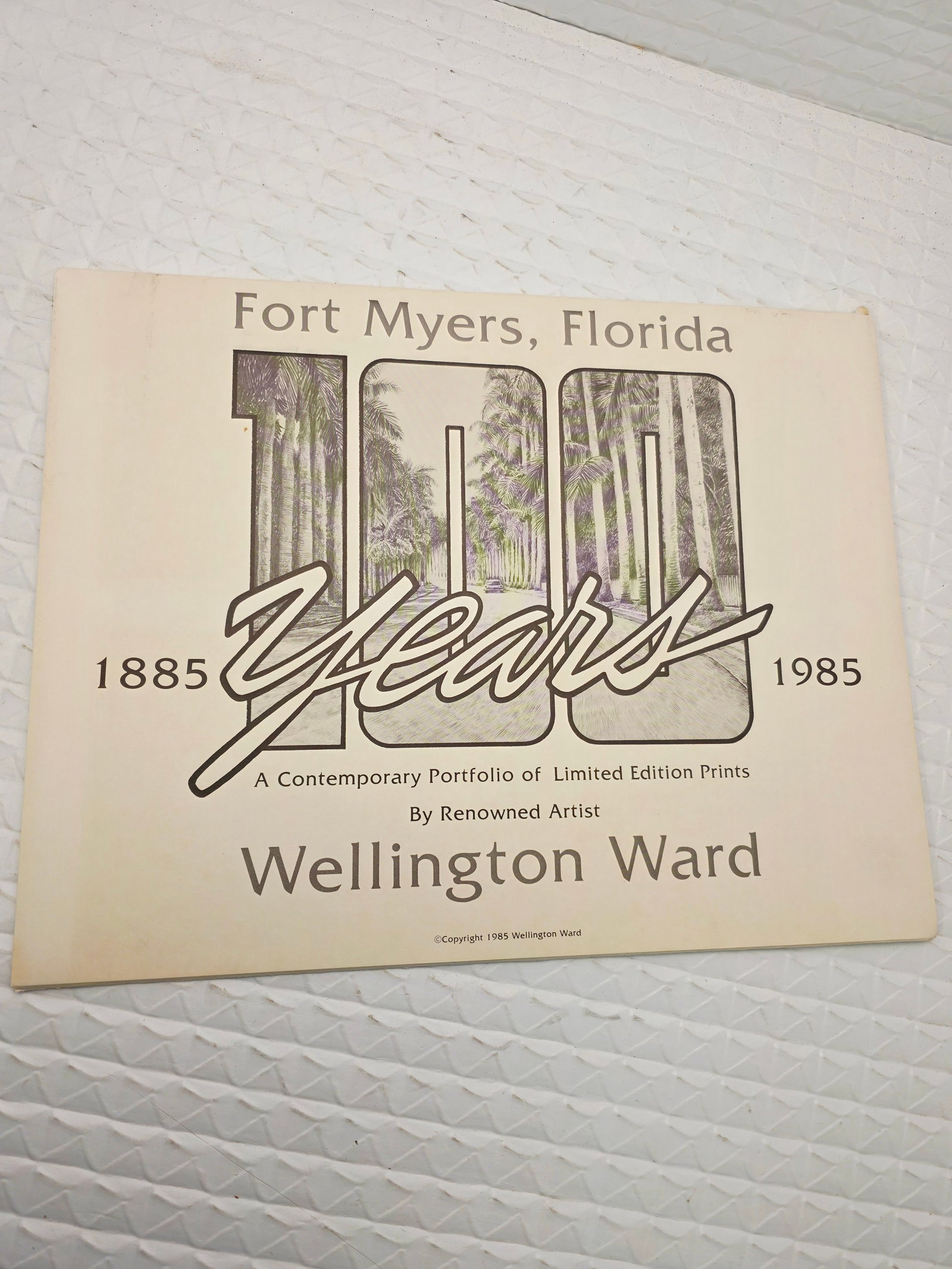 Signed 1985 limited edition print portfolio by artist Wellington Ward: 1985 limited edition print portfolio titled "Fort Myers, Florida 100 Years" by artist Wellington Ward.Artist: Wellington Ward.Release Year: 1985 (commemorating 1885?1985).Contents: The portfolio featu