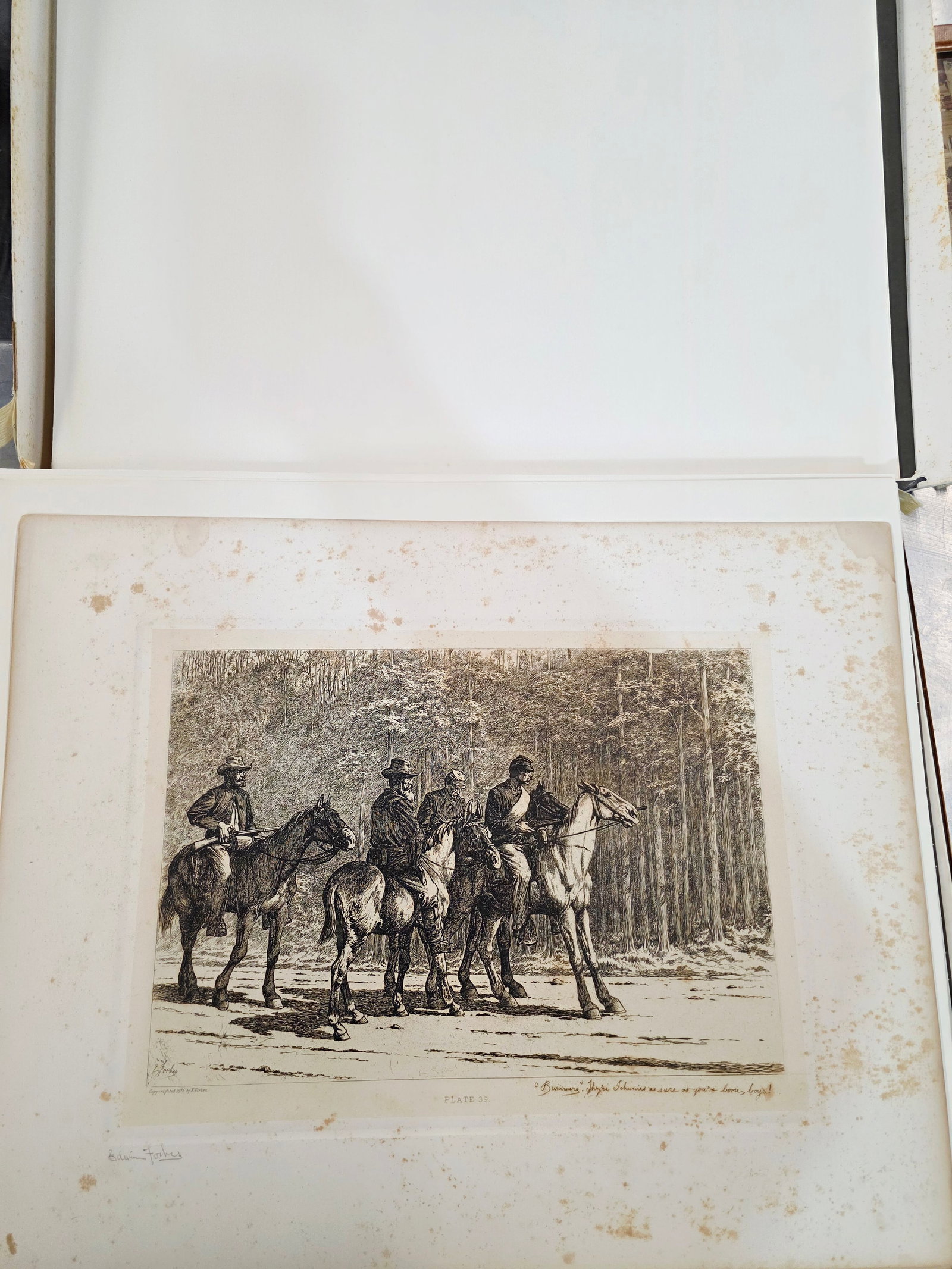 Original copper plate etching by artist Edwin Forbes SIGNED IN PENCIL BY ARTIST no.39 (1 of 7)