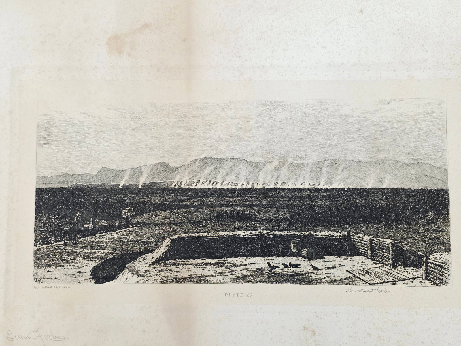 Original copper plate etching by artist Edwin Forbes SIGNED IN PENCIL BY ARTIST no.25: Original copper plate etching by artist Edwin Forbes SIGNED IN PENCIL BY ARTIST From "Life Studies of the Great Army," a portfolio of 40 copperplate etchings by Edwin Forbes, published in 1876 by Henr