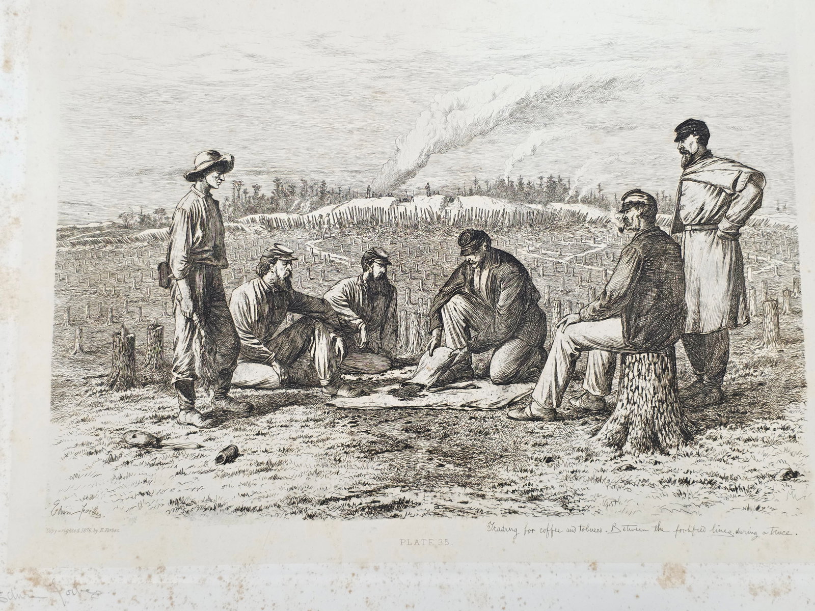 Original copper plate etching by artist Edwin Forbes SIGNED IN PENCIL BY ARTIST no 35 (1 of 5)