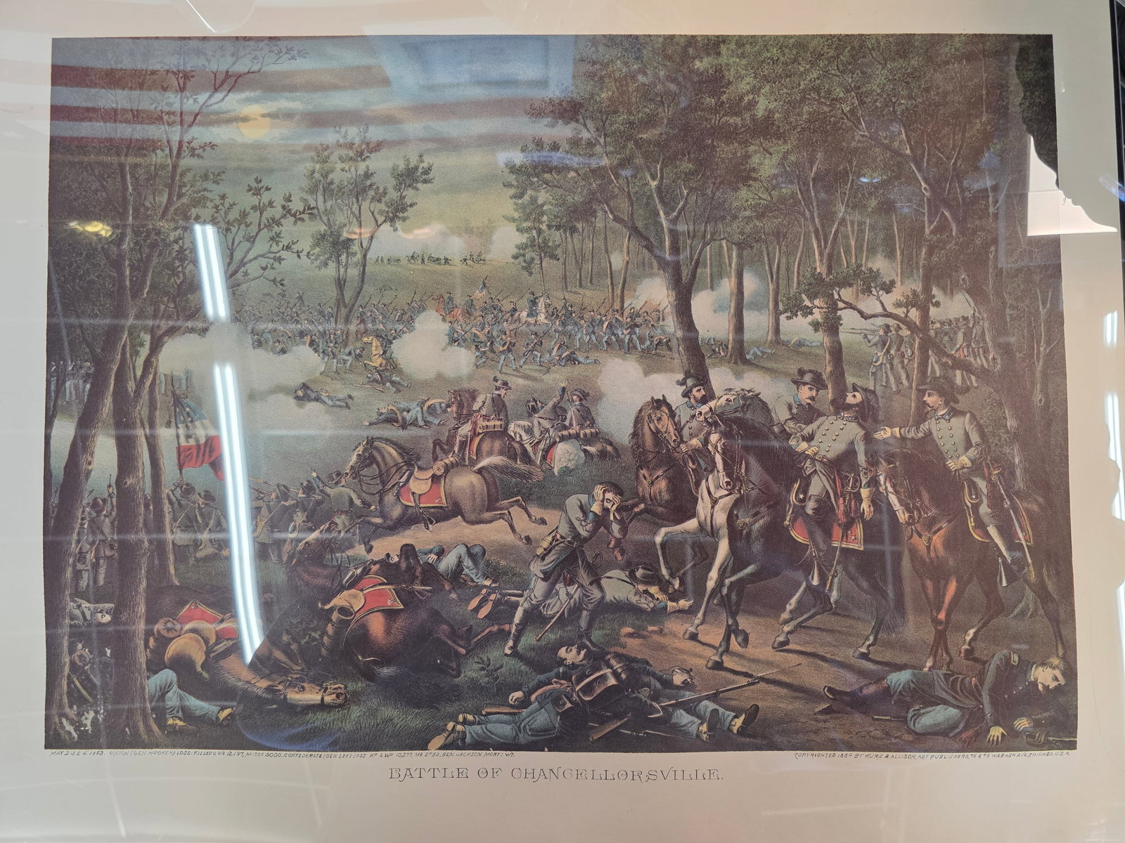 High Quality Newer Print, originaly by Kurz & Allison 24X17: The artwork was created and copyrighted by Kurz & Allison in19th century, company famous for creating a series of stylized American Civil War battle scenes in the late 1880s and early 1890s. This is a