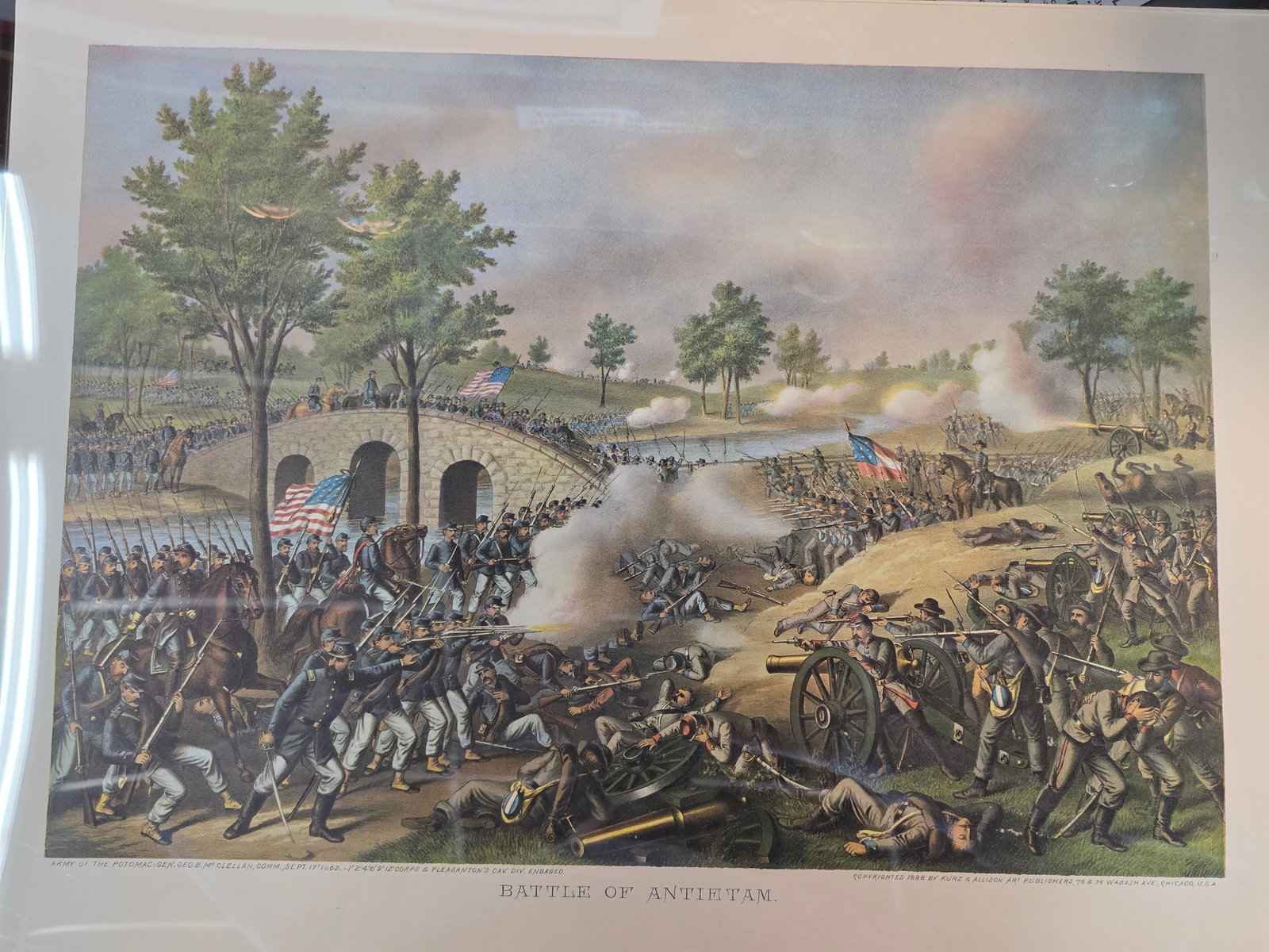 High Quality Newer Print, originaly by Kurz & Allison 24X17: The artwork was created and copyrighted by Kurz & Allison in19th century, company famous for creating a series of stylized American Civil War battle scenes in the late 1880s and early 1890s. This is a