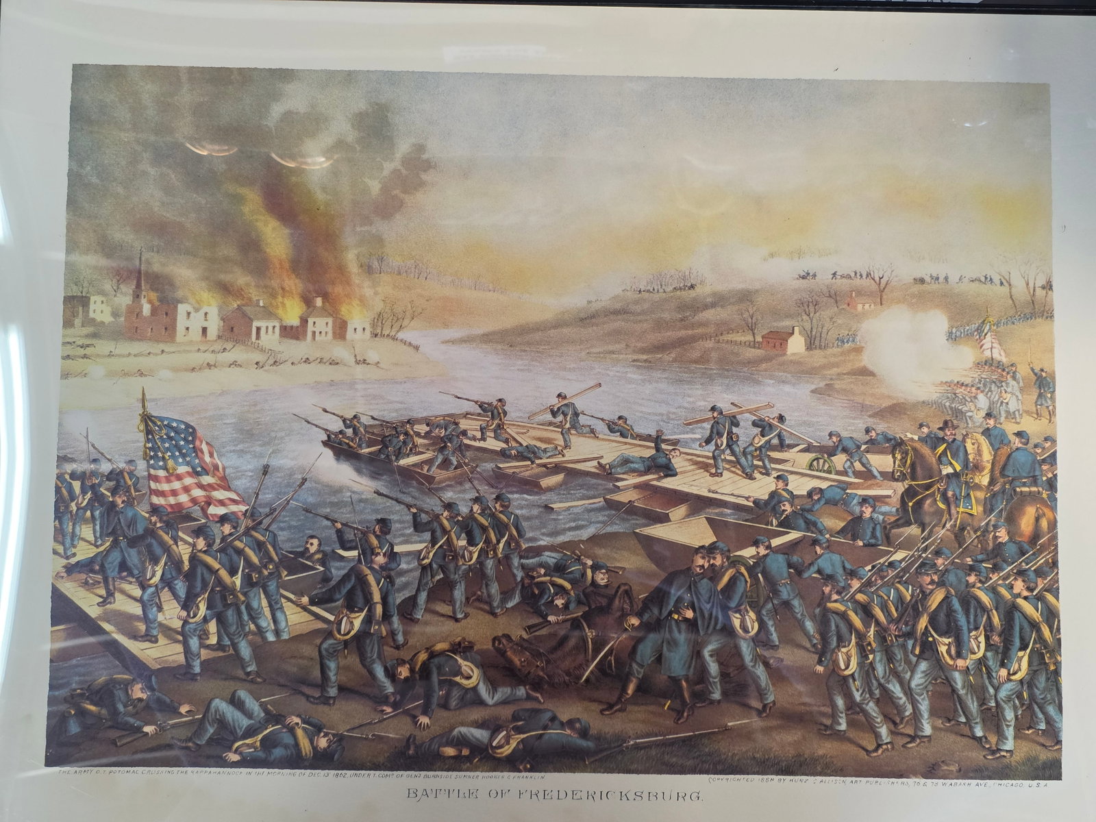 High Quality Newer Print, originaly by Kurz & Allison 24X17: The artwork was created and copyrighted by Kurz & Allison in19th century, company famous for creating a series of stylized American Civil War battle scenes in the late 1880s and early 1890s. This is a