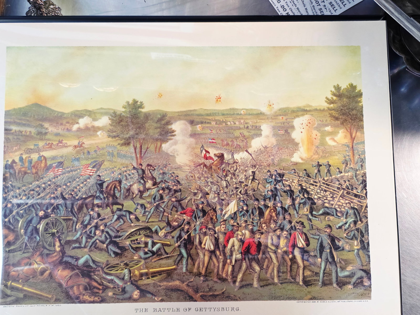High Quality Newer Print, originaly by Kurz & Allison 24X17: The artwork was created and copyrighted by Kurz & Allison in19th century, company famous for creating a series of stylized American Civil War battle scenes in the late 1880s and early 1890s. This is a