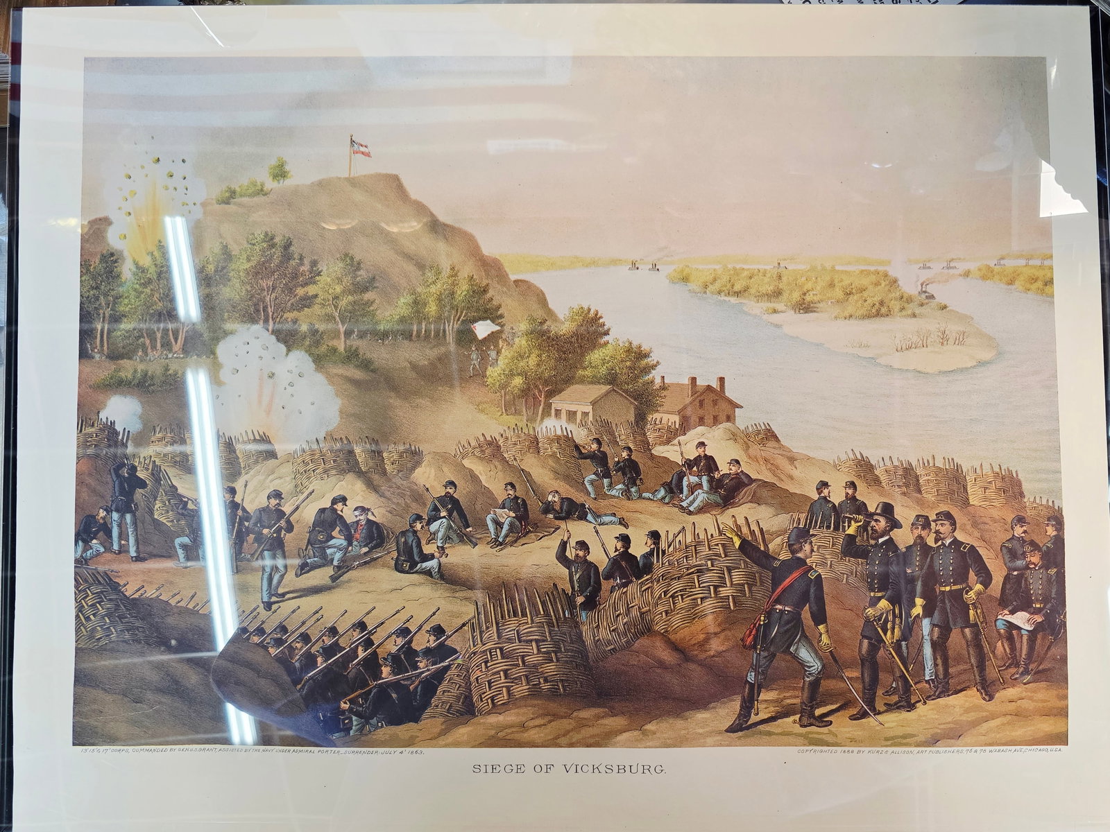 High Quality Newer Print, originaly by Kurz & Allison 24X17: The artwork was created and copyrighted by Kurz & Allison in19th century, company famous for creating a series of stylized American Civil War battle scenes in the late 1880s and early 1890s. This is a