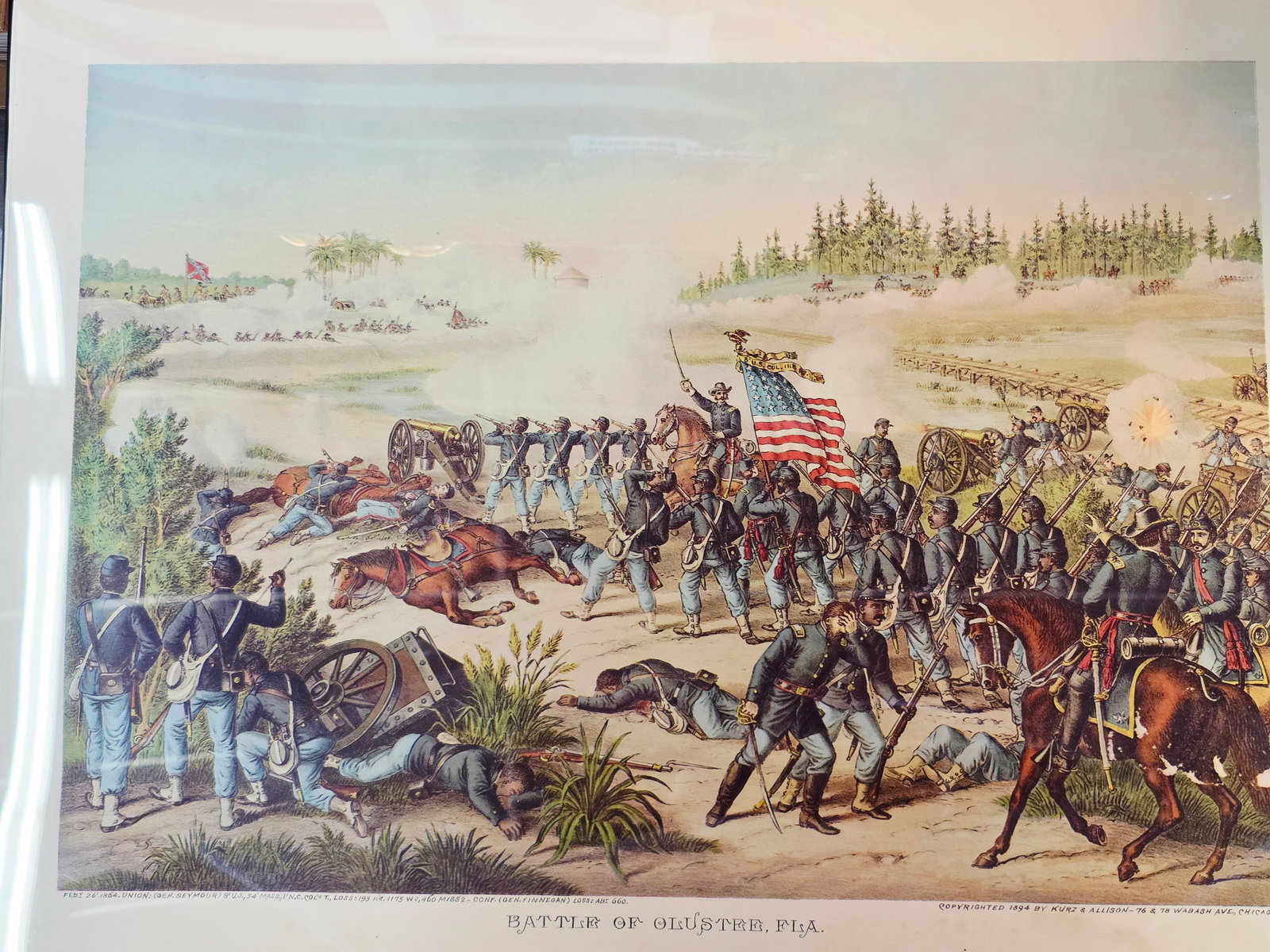 High Quality Newer Print, originaly by Kurz & Allison 24X17: The artwork was created and copyrighted by Kurz & Allison in19th century, company famous for creating a series of stylized American Civil War battle scenes in the late 1880s and early 1890s. This is a