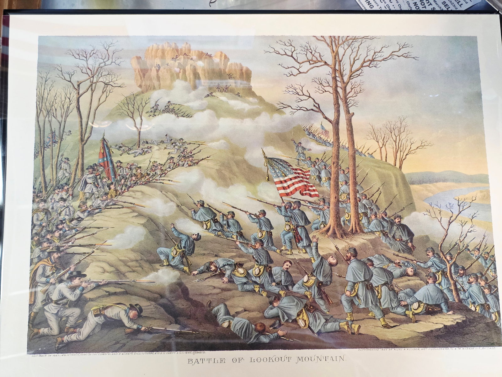 High Quality Newer Print, originaly by Kurz & Allison 24X17: The artwork was created and copyrighted by Kurz & Allison in19th century, company famous for creating a series of stylized American Civil War battle scenes in the late 1880s and early 1890s. This is a