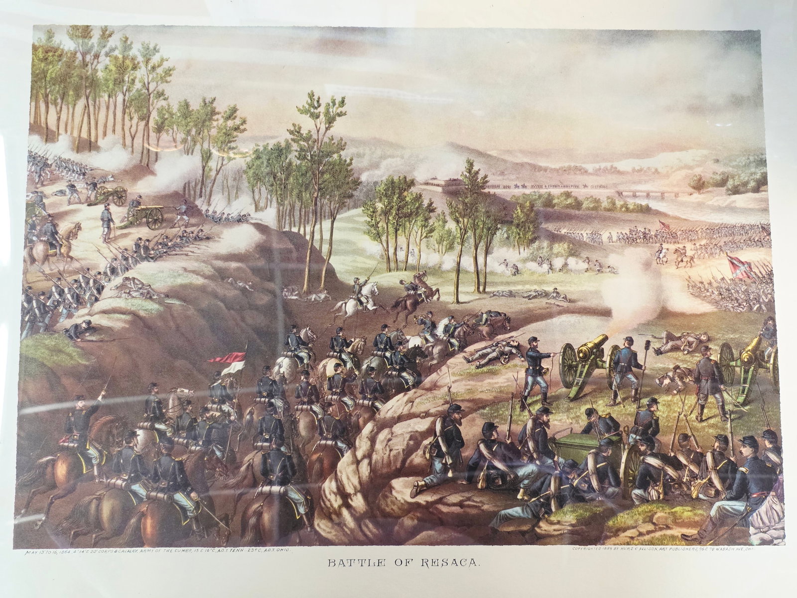 High Quality Newer Print, originaly by Kurz & Allison 24X17: The artwork was created and copyrighted by Kurz & Allison in19th century, company famous for creating a series of stylized American Civil War battle scenes in the late 1880s and early 1890s. This is a