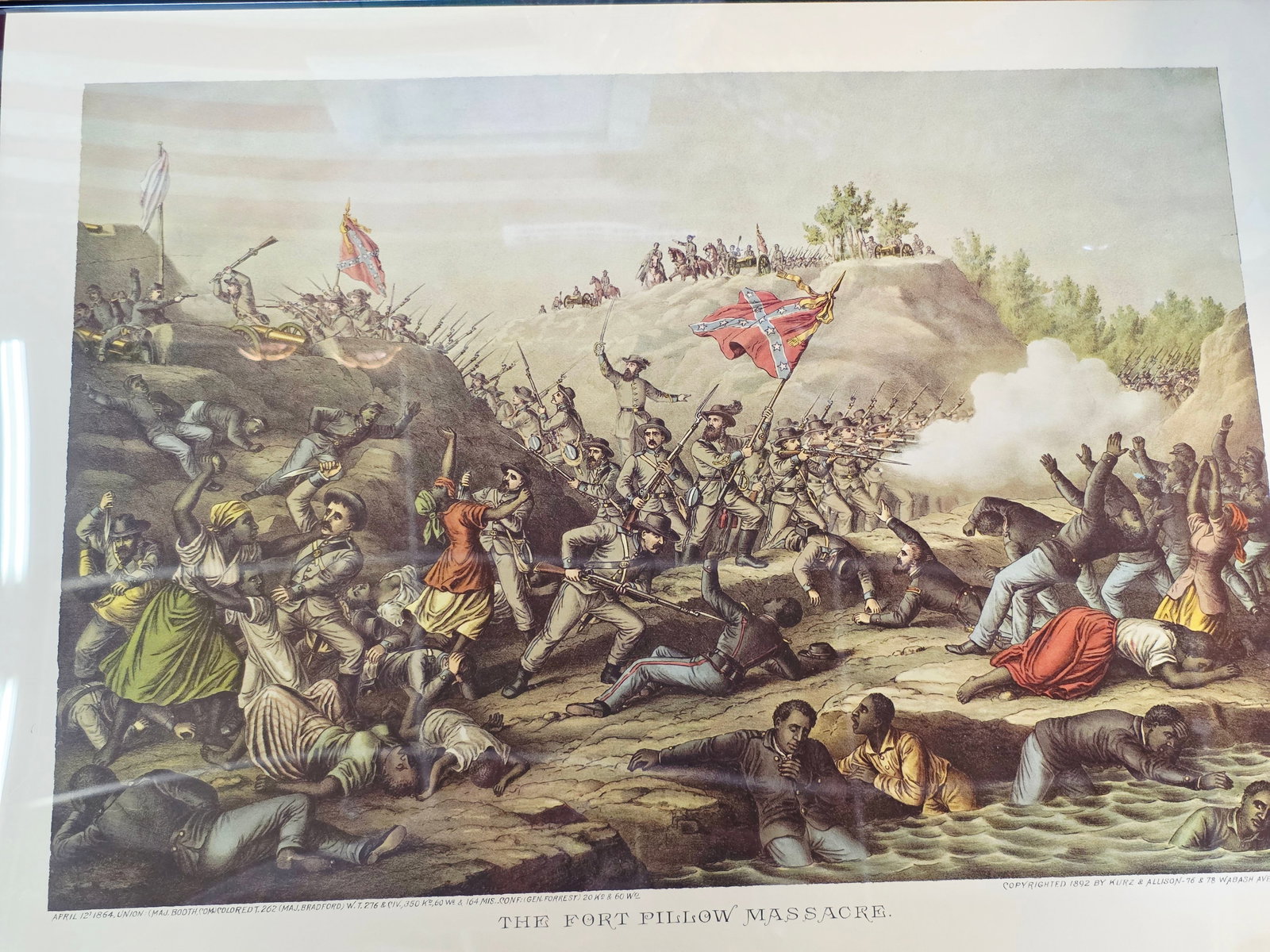 High Quality Newer Print, originaly by Kurz & Allison 24X17: The artwork was created and copyrighted by Kurz & Allison in19th century, company famous for creating a series of stylized American Civil War battle scenes in the late 1880s and early 1890s. This is a