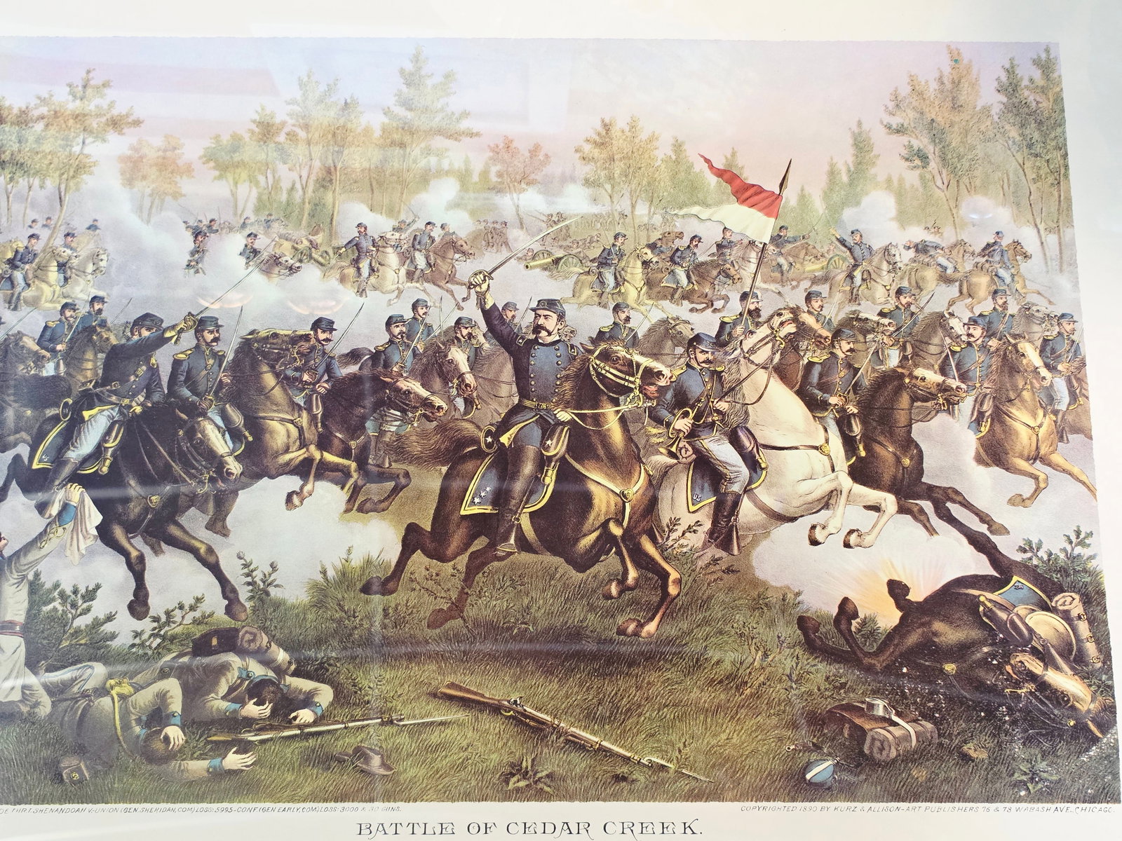 High Quality Newer Print, originaly by Kurz & Allison 24X17: The artwork was created and copyrighted by Kurz & Allison in19th century, company famous for creating a series of stylized American Civil War battle scenes in the late 1880s and early 1890s. This is a