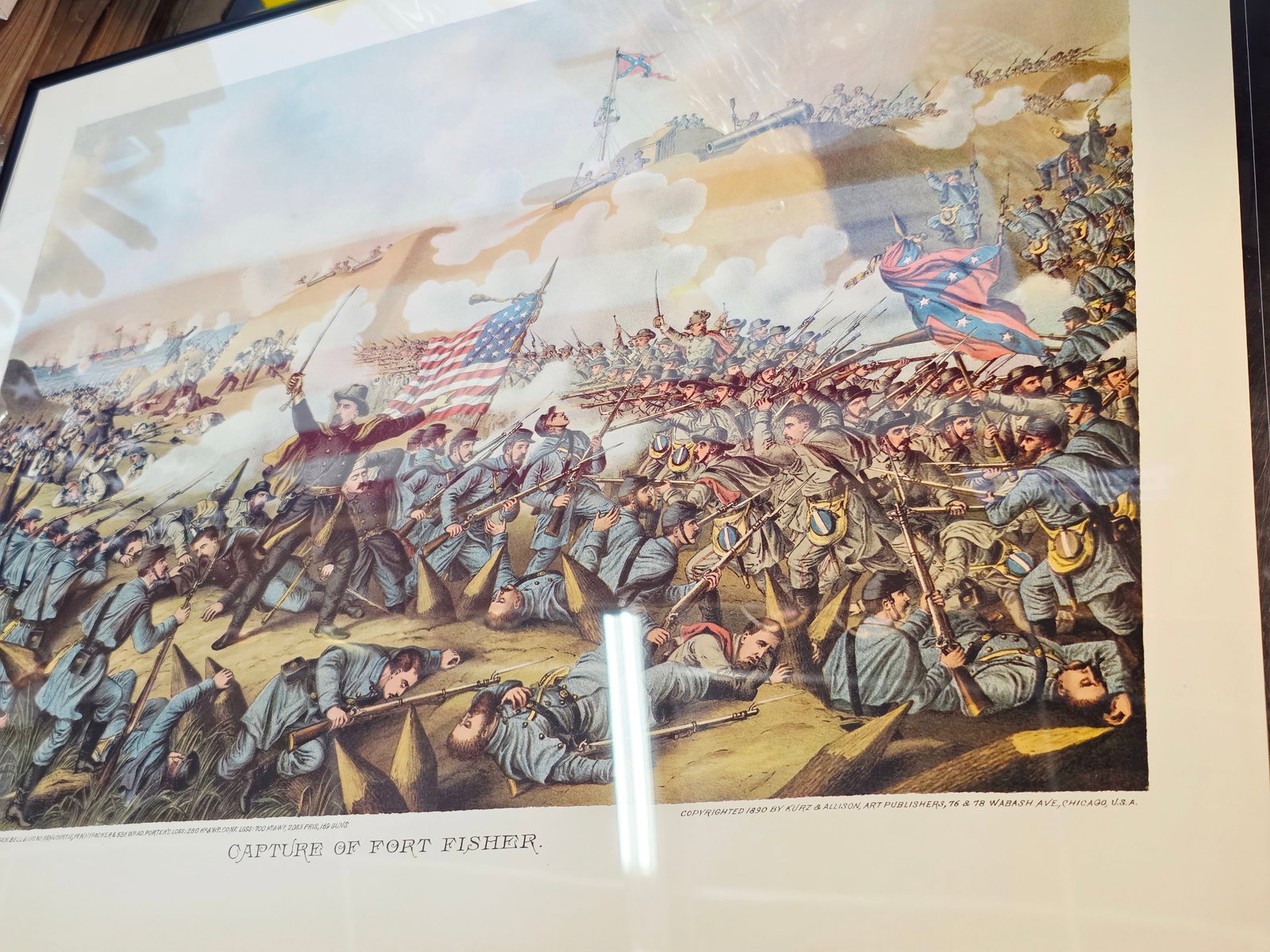 High Quality Newer Print, originaly by Kurz & Allison 24X17: The artwork was created and copyrighted by Kurz & Allison in19th century, company famous for creating a series of stylized American Civil War battle scenes in the late 1880s and early 1890s. This is a