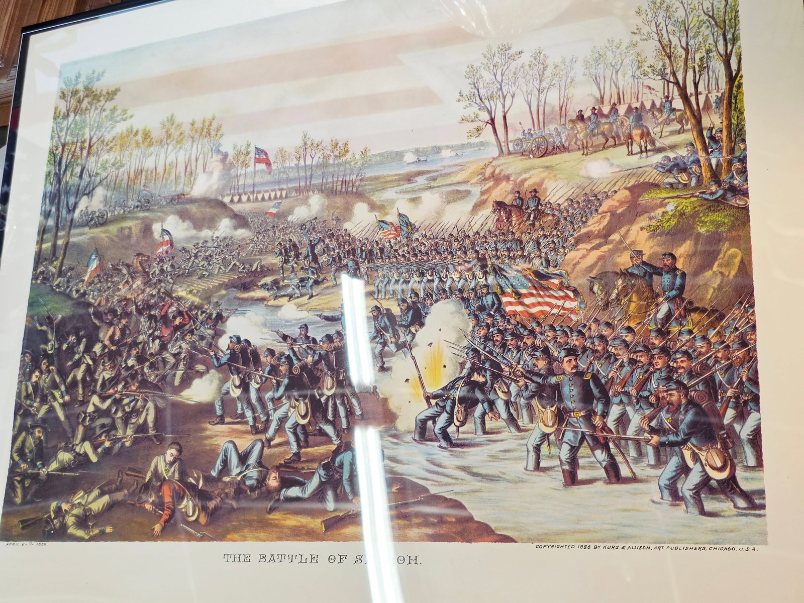 High Quality Newer Print, originaly by Kurz & Allison 24X17: The artwork was created and copyrighted by Kurz & Allison in19th century, company famous for creating a series of stylized American Civil War battle scenes in the late 1880s and early 1890s. This is a