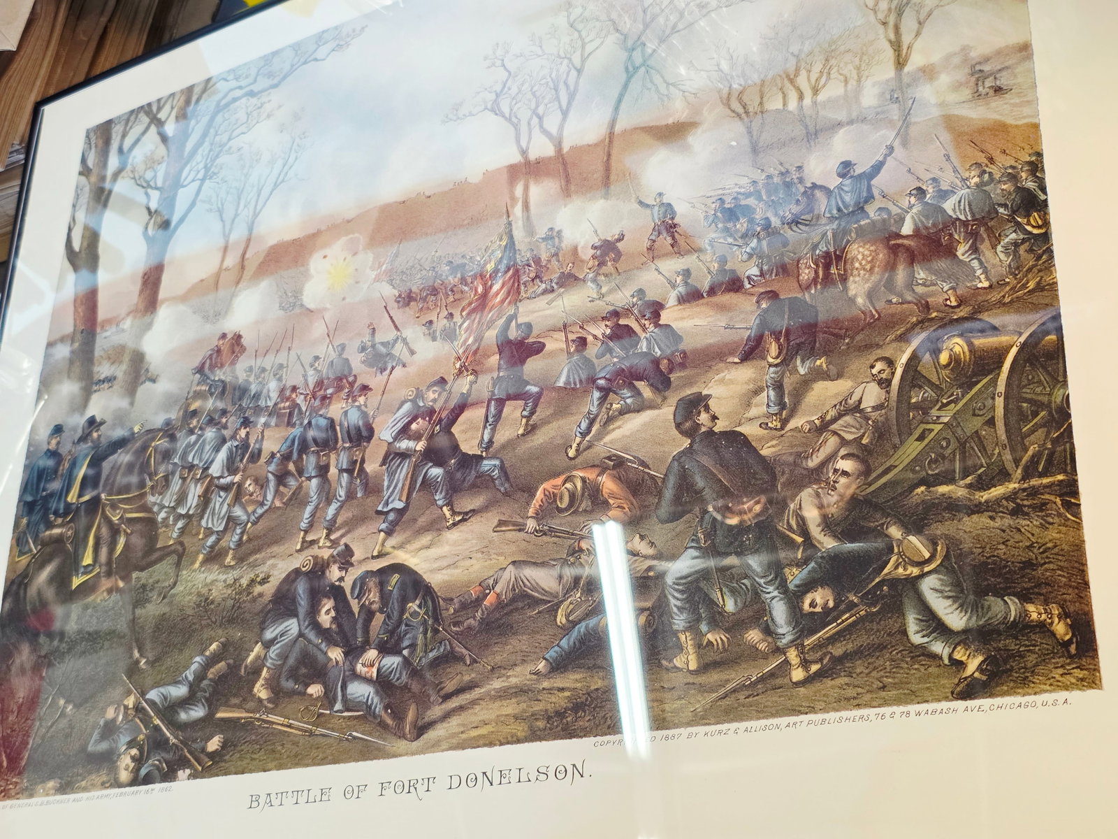 High Quality Newer Print, originaly by Kurz & Allison 24X17: The artwork was created and copyrighted by Kurz & Allison in19th century, company famous for creating a series of stylized American Civil War battle scenes in the late 1880s and early 1890s. This is a