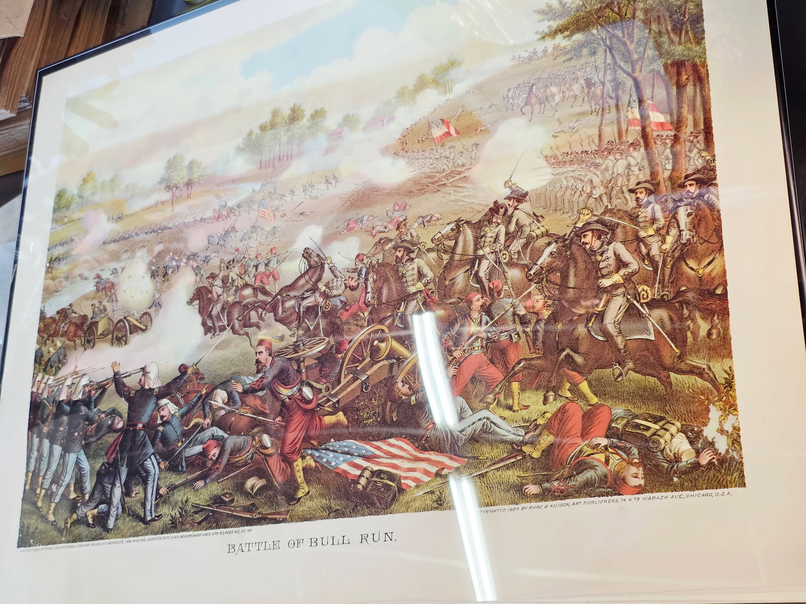 High Quality Newer Print, originaly by Kurz & Allison 24X17: The artwork was created and copyrighted by Kurz & Allison in19th century, company famous for creating a series of stylized American Civil War battle scenes in the late 1880s and early 1890s. This is a