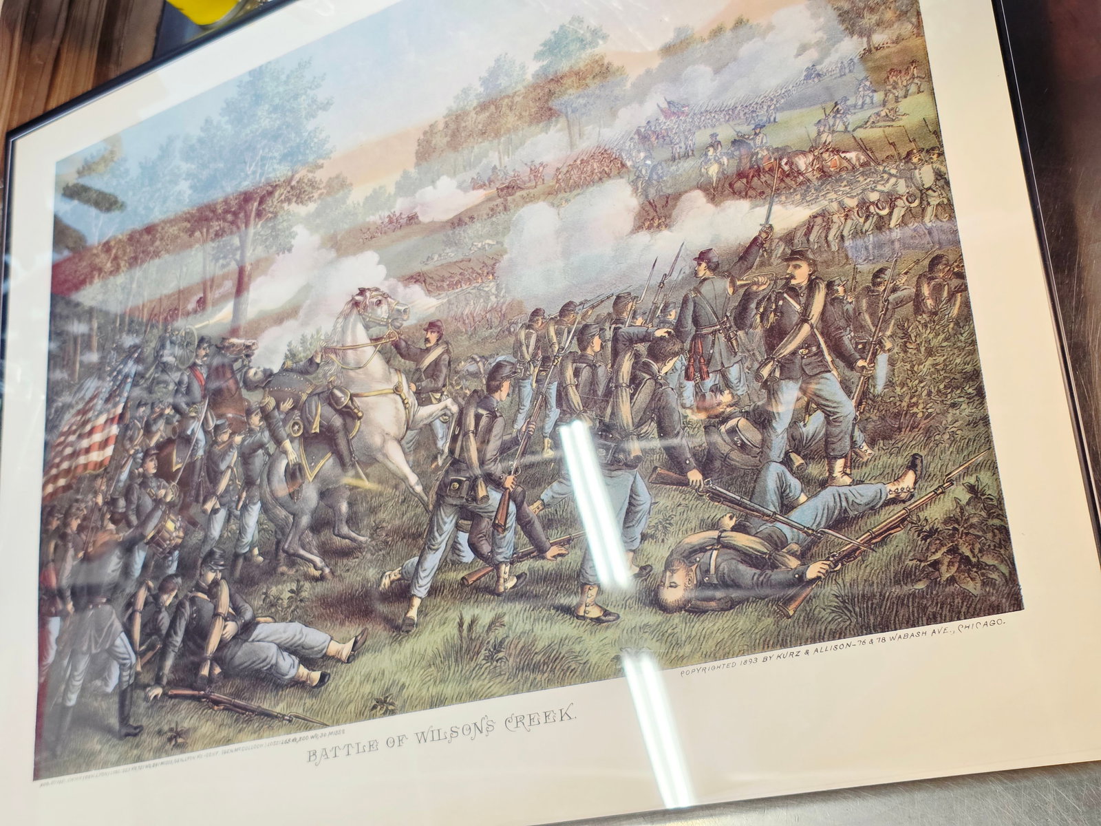 High Quality Newer Print, originaly by Kurz & Allison 24X17: The artwork was created and copyrighted by Kurz & Allison in19th century, company famous for creating a series of stylized American Civil War battle scenes in the late 1880s and early 1890s. This is a