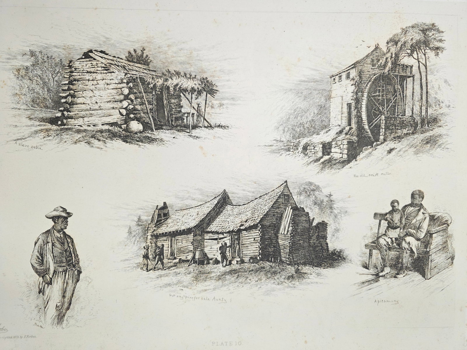 Original copper plate etching by artist Edwin Forbes SIGNED IN PENCIL BY ARTIST no.9: Foxing on the matte part (Passe-partout), minor on the plate part. Original copper plate etching by artist Edwin Forbes SIGNED IN PENCIL BY ARTIST From "Life Studies of the Great Army," a portfolio of