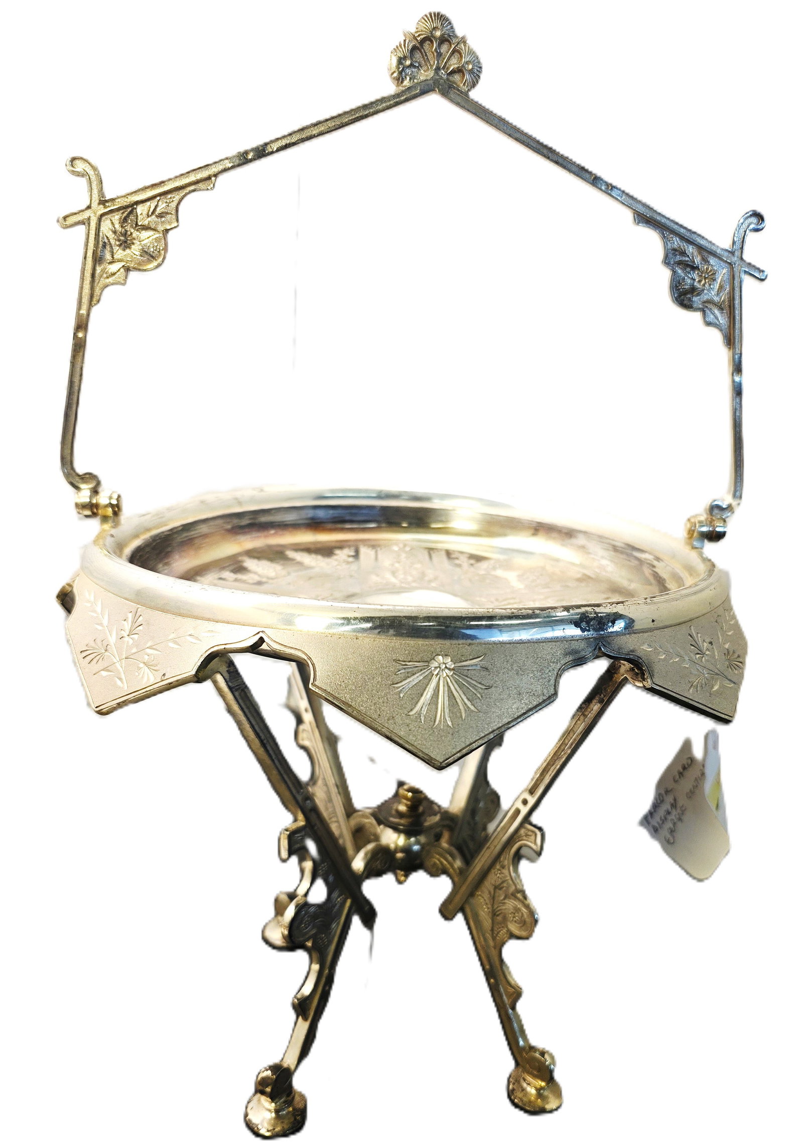 Antique Victorian Silverplate Art Deco basket or stand, or Tazza: Antique Victorian elegant silverplate basket or stand from the Victorian period about 1890 is signed, "Roger Bro." Ideal for a parlour business cards or letters stand.