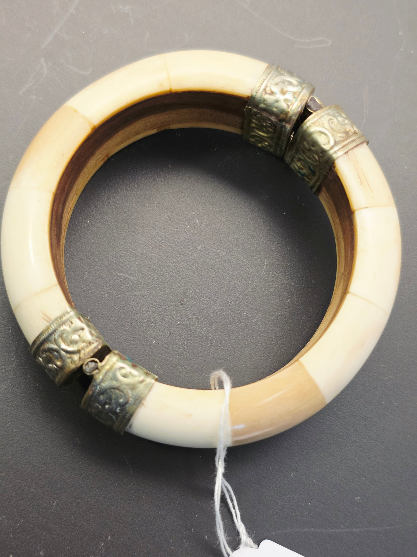 vintage bone pull pin hinged bangle bracelet - 5