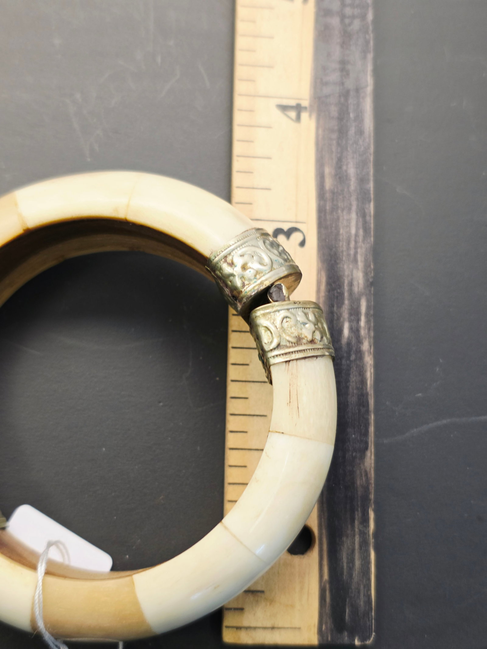 vintage bone pull pin hinged bangle bracelet - 6