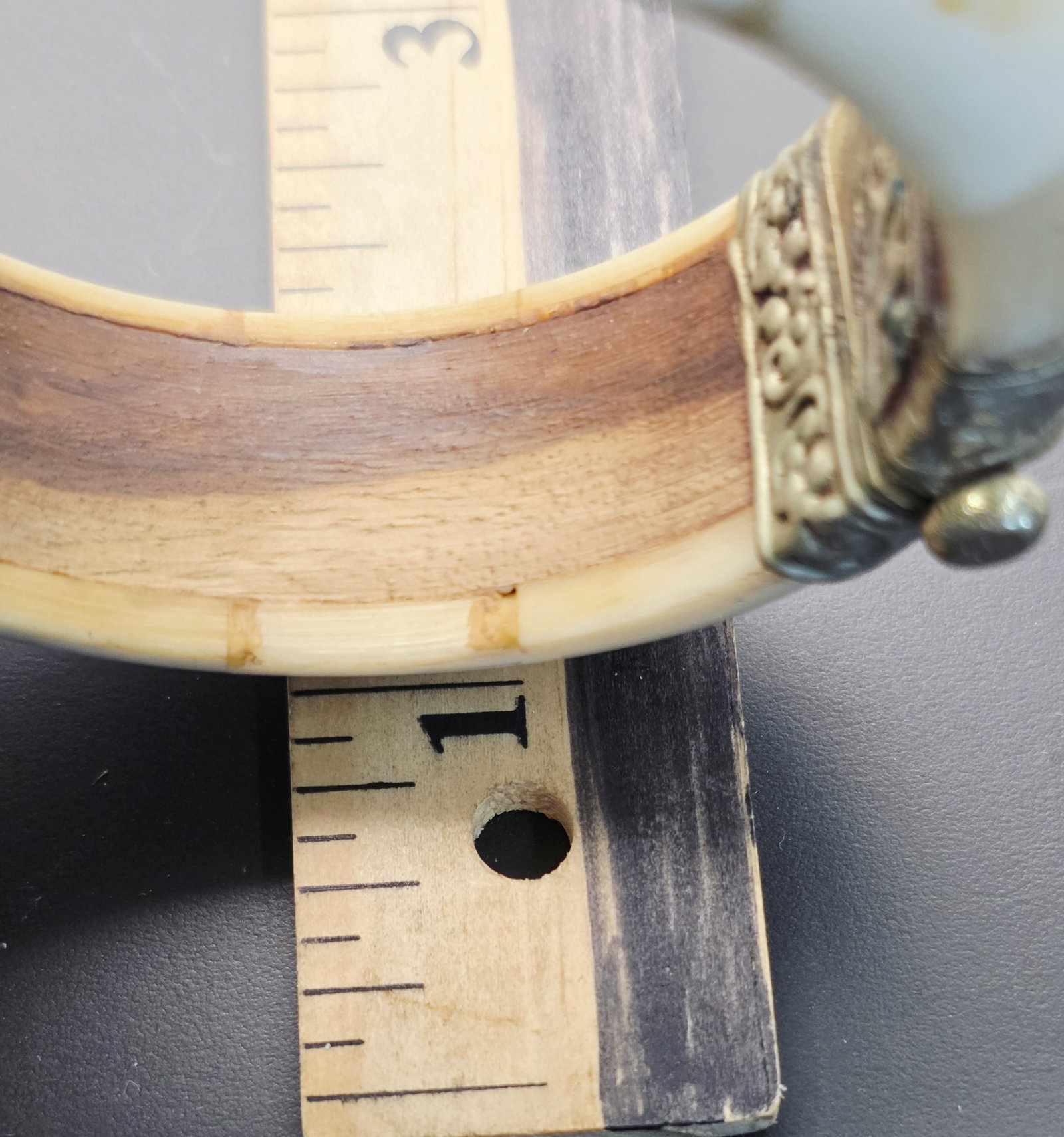 vintage bone pull pin hinged bangle bracelet - 7