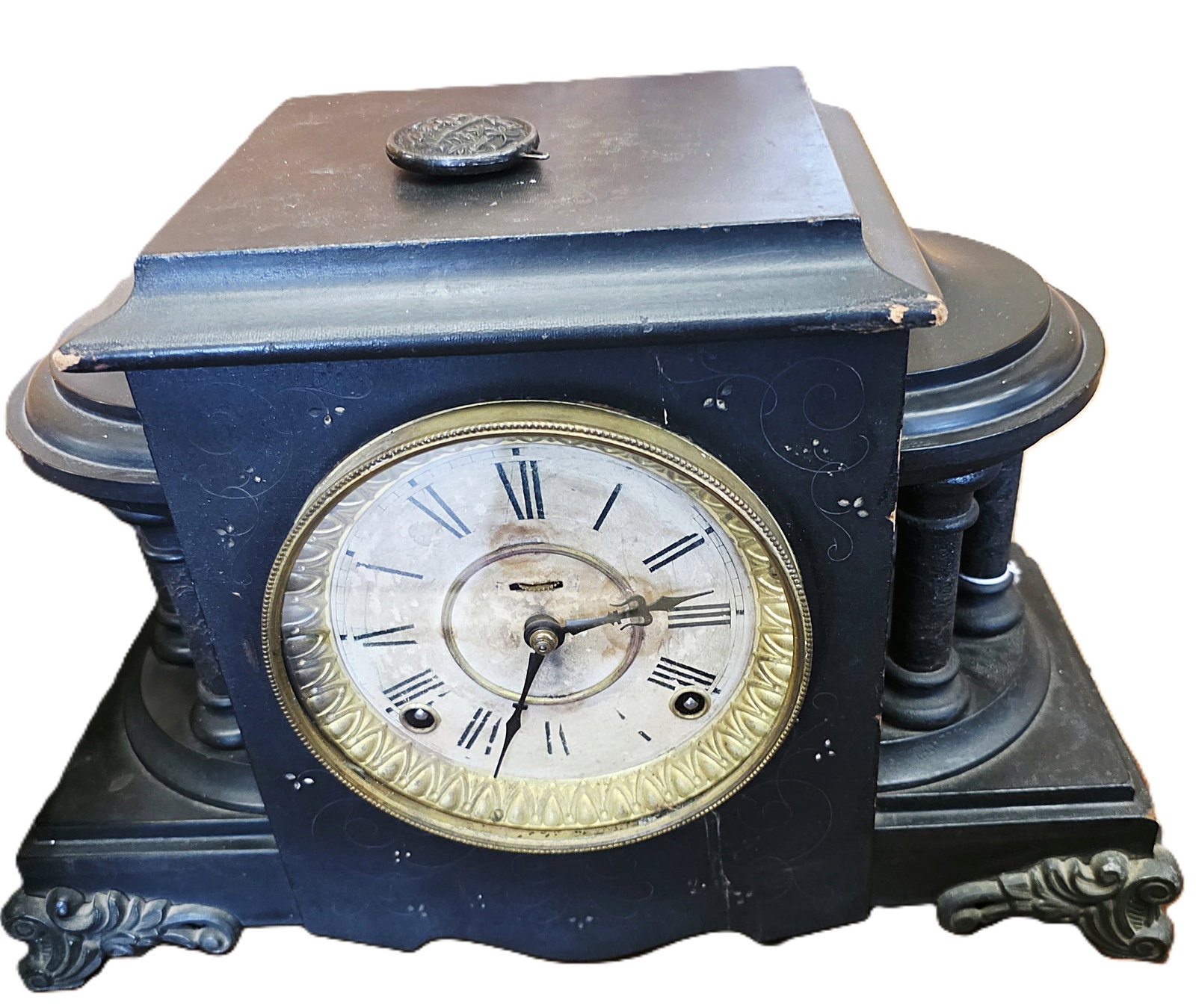 WORKING Early antique Ingraham 8 day mantle clock (1 of 7)