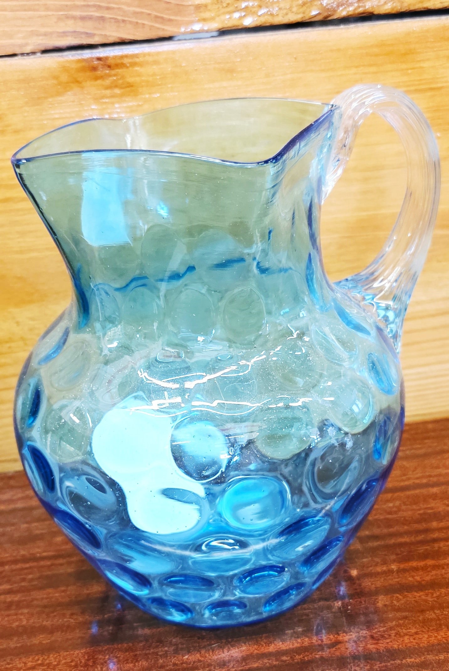 vintage Fenton Art Glass pitcher in the blue coin dot (1 of 9)