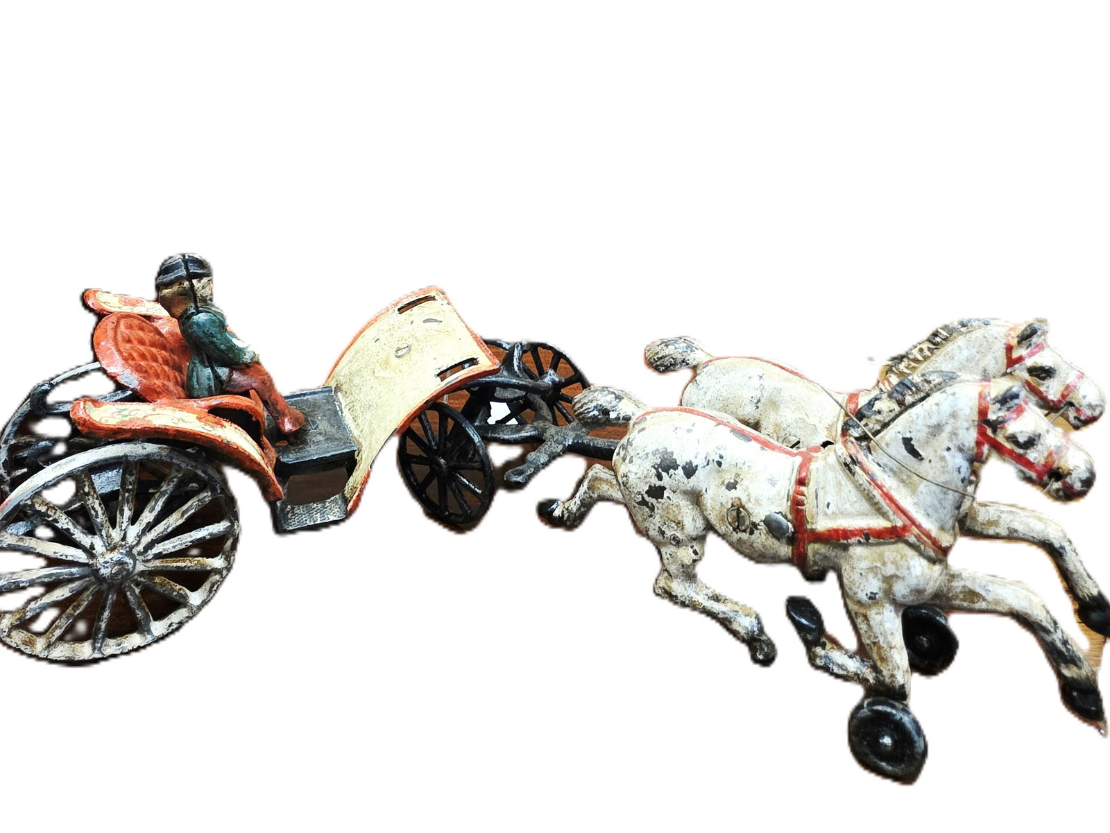 antique cast iron toy horse-drawn carriage or phaeton (1 of 6)