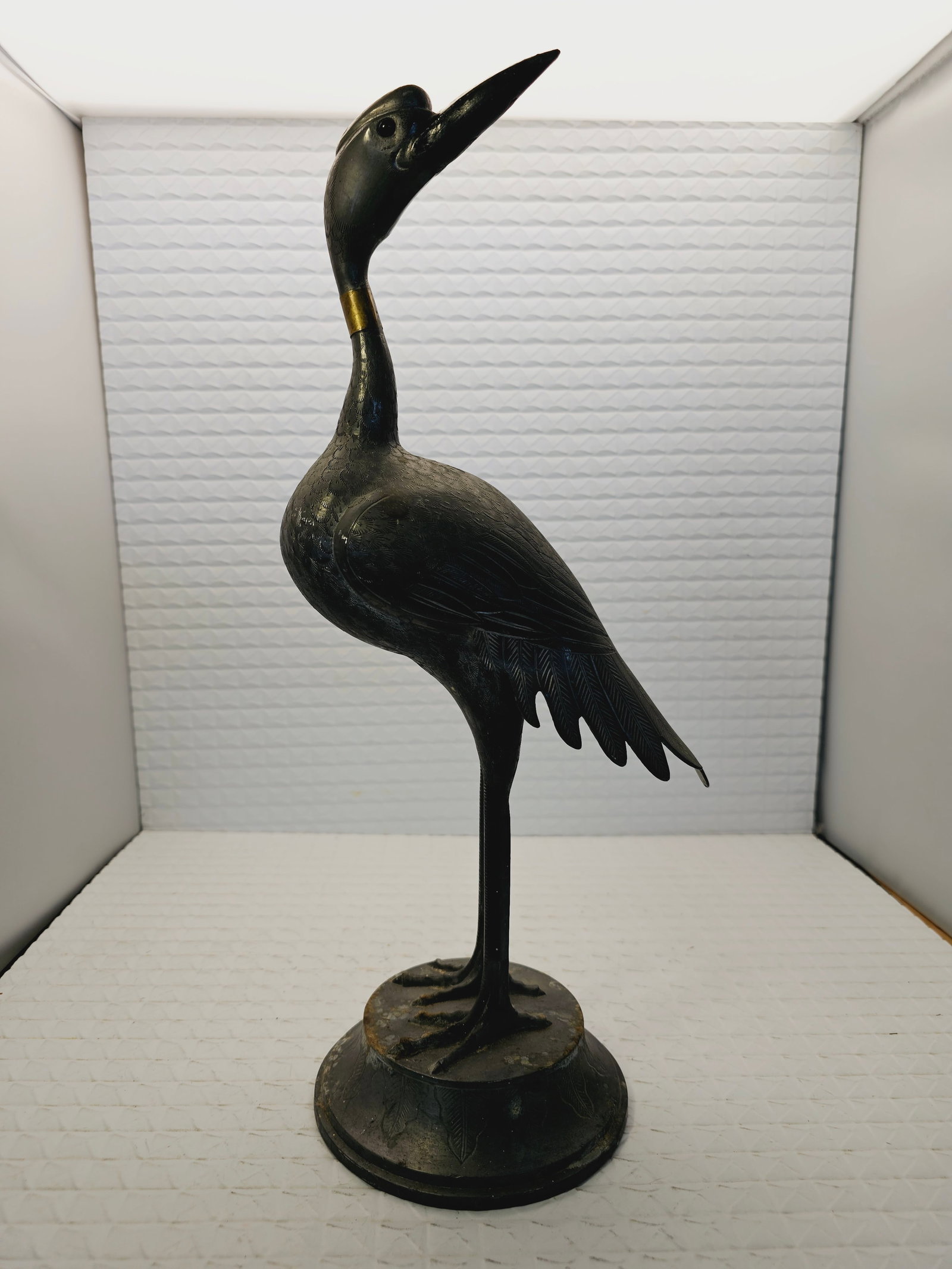vintage bronze crane bird statue (1 of 10)