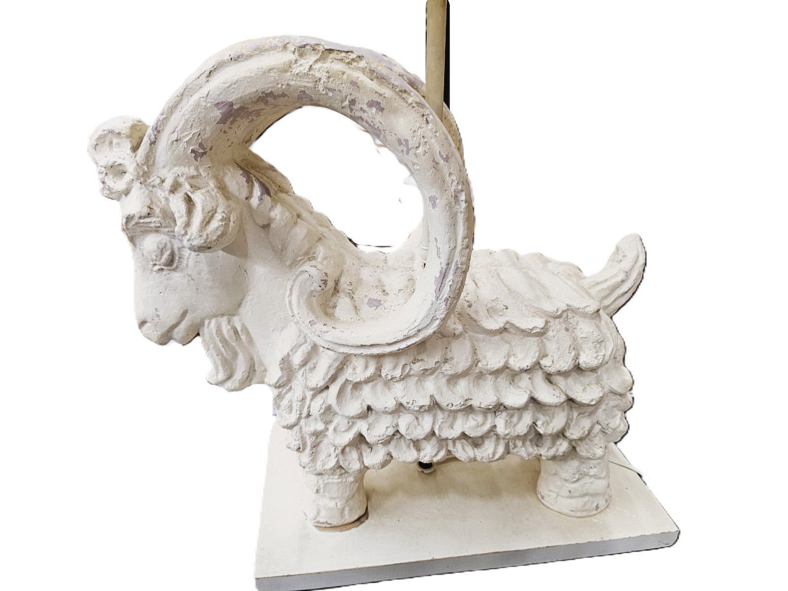 Pair of rare vintage Aries ram lamps from Austin Productions with a textured hide shade (1 of 15)