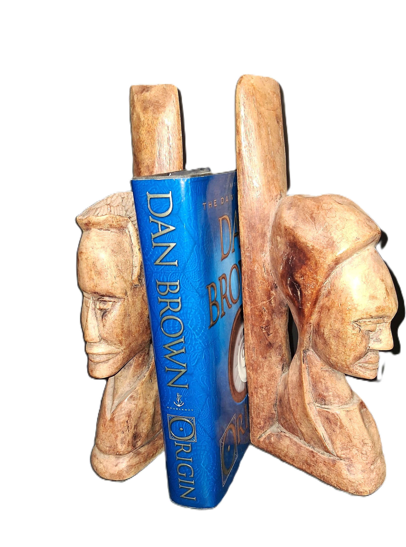 vintage, hand-carved wooden figural bookends (1 of 9)