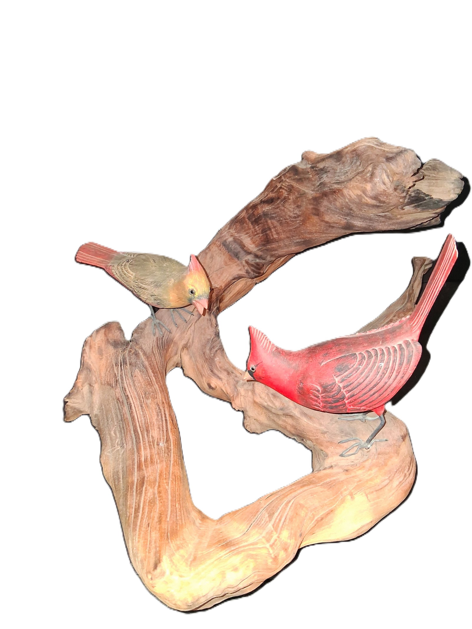 Breathtaking hand-carved wood cardinal wall sculpture, mounted on rustic driftwood (1 of 11)