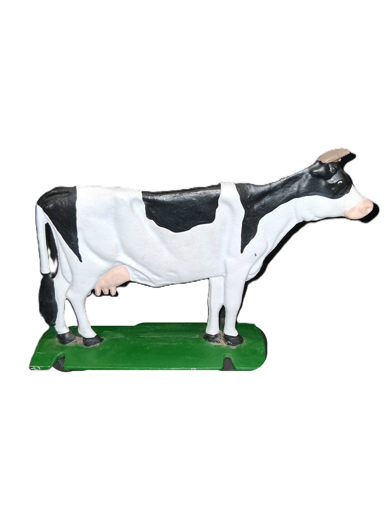 vintage cast iron Holstein cow doorstop, often decorated in a farmhouse or rustic style (1 of 7)
