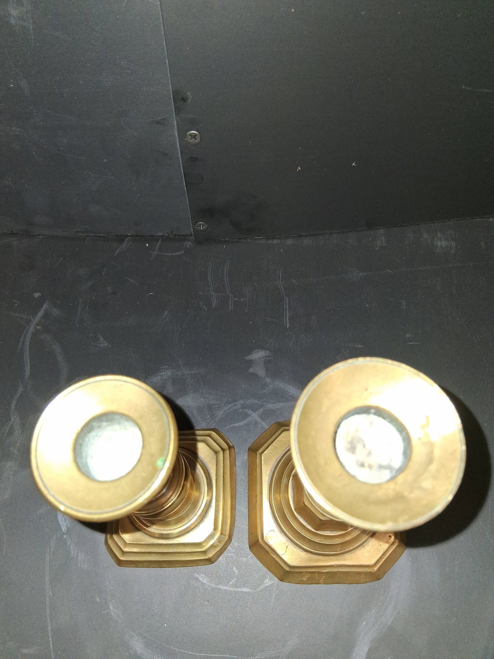 antique brass candlesticks - 3