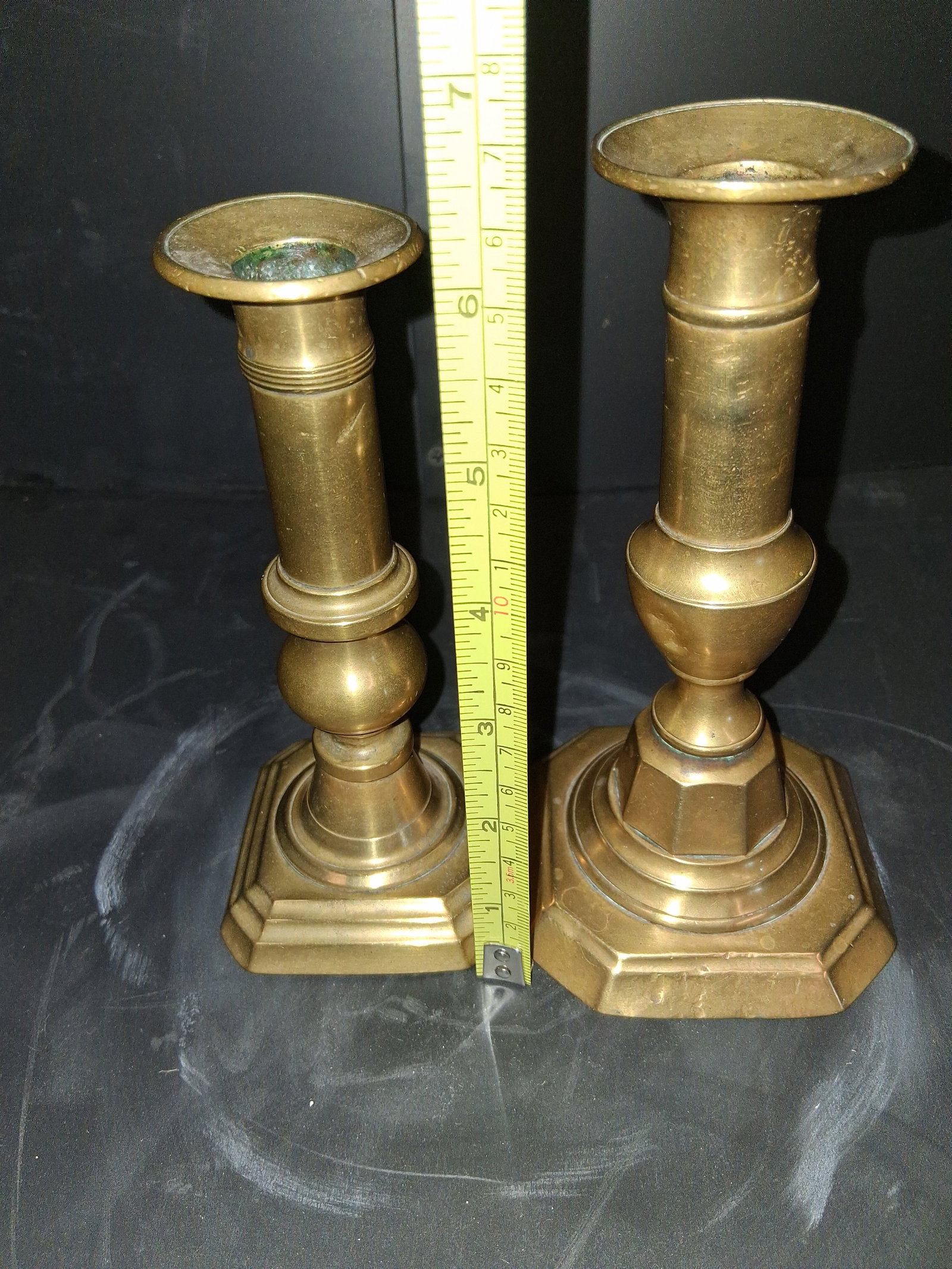 antique brass candlesticks - 5