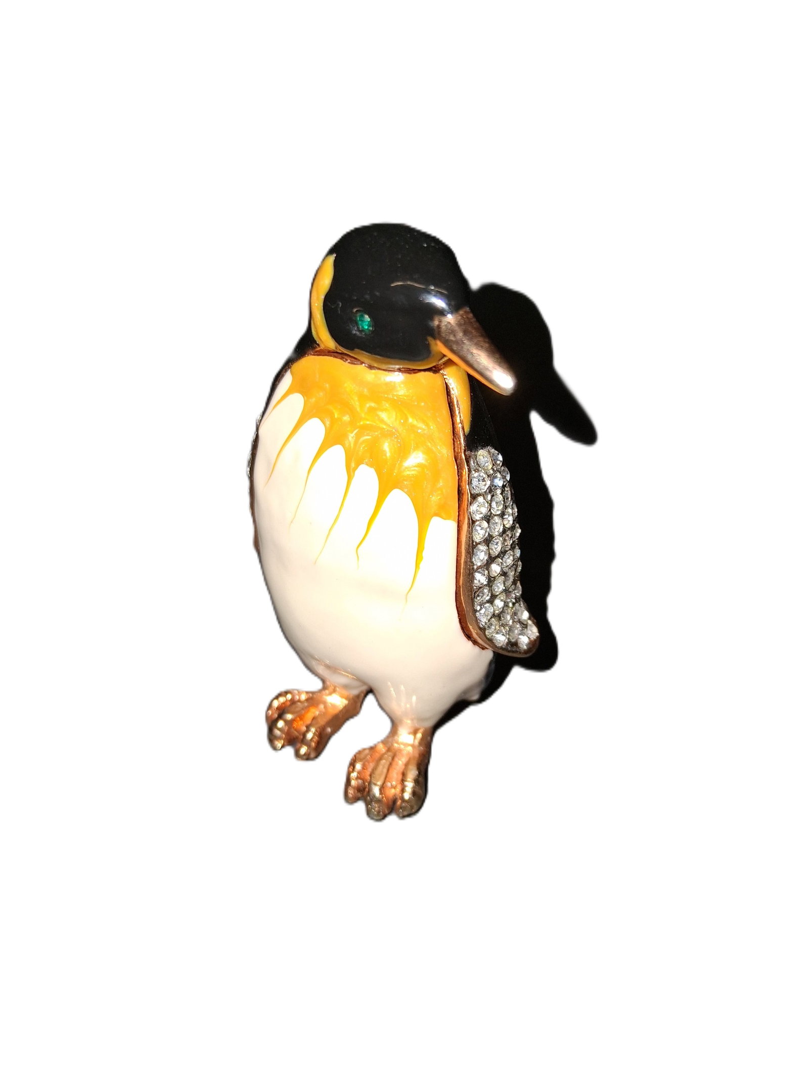bejeweled enameled metal hinged penguin trinket box: bejeweled enameled metal hinged penguin trinket box