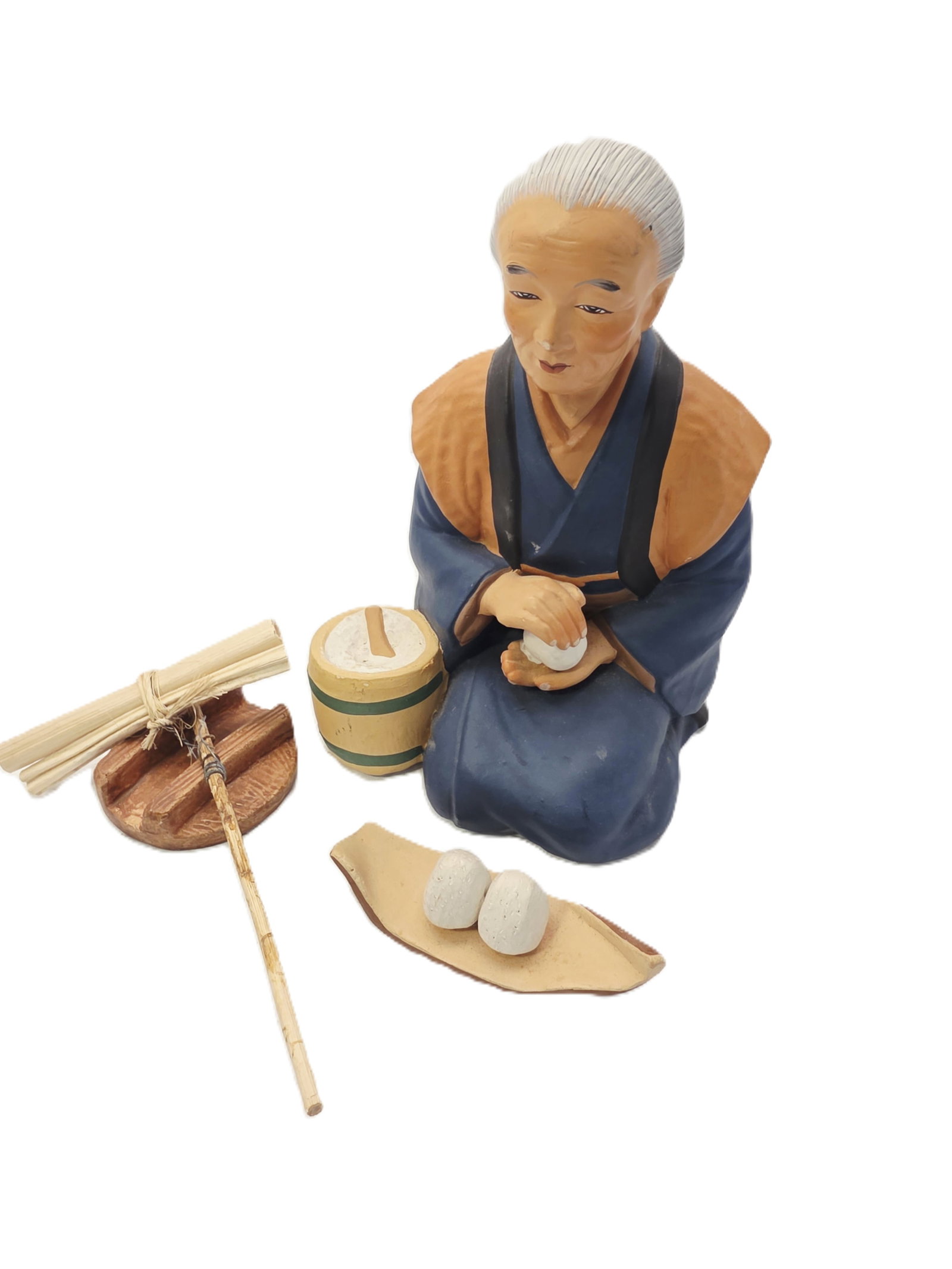 intage Hakata Urasaki Japanese clay figurines from the 1950s, 7": vintage Hakata Urasaki Japanese clay figurines from the 1950s.Origin: The dolls originated in Fukuoka, Japan, and were frequently purchased by American soldiers stationed there during the Korean