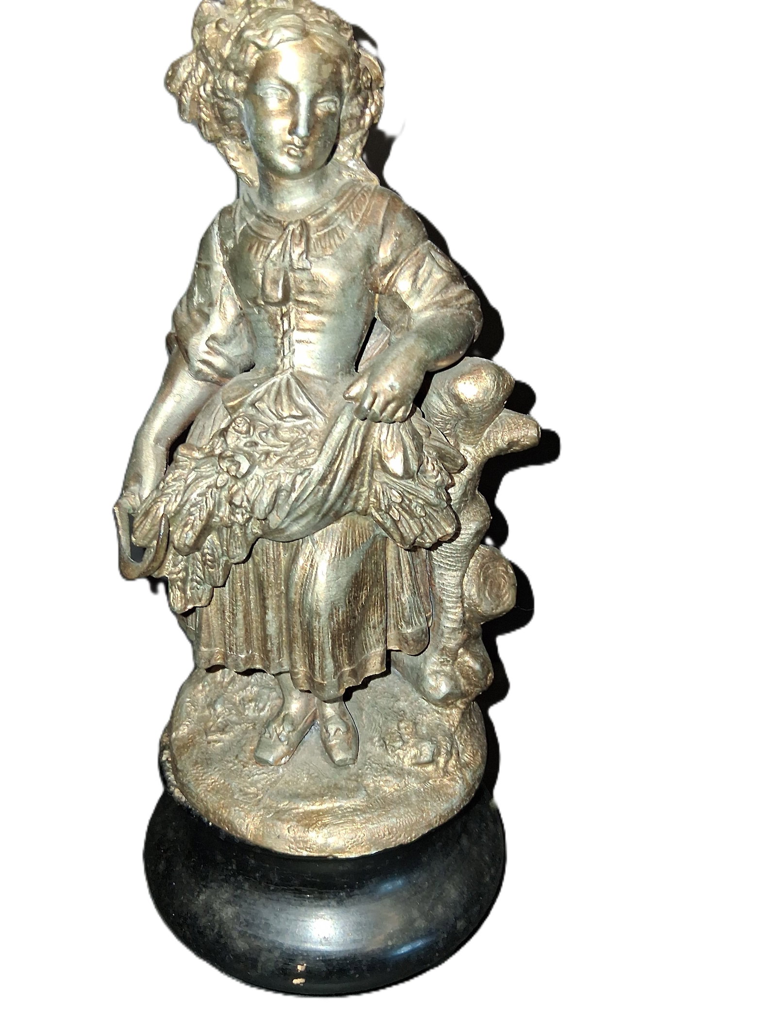 Antique metal sculpture with a bronze like finish, rococo style (1 of 7)