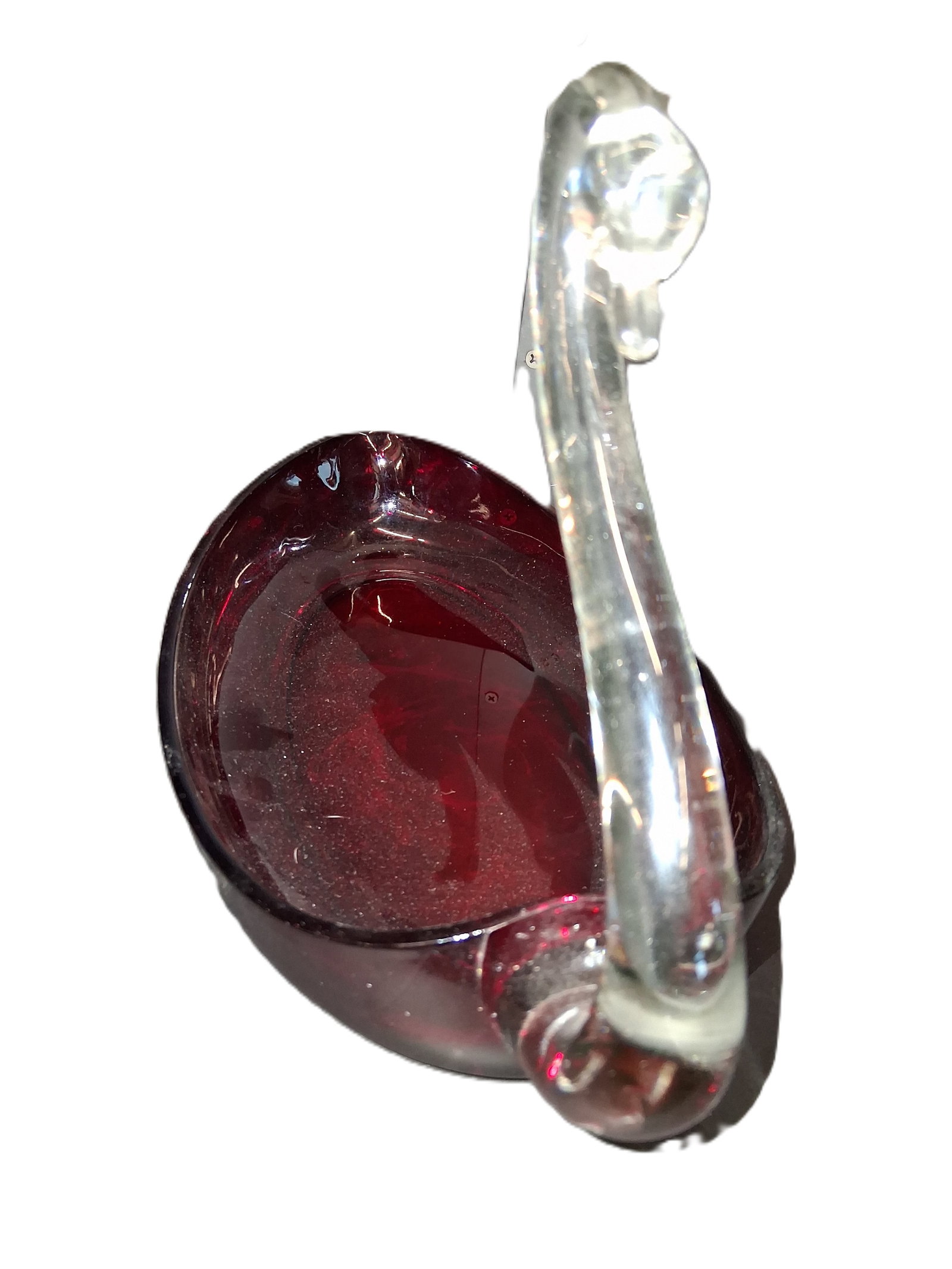 vintage Duncan & Miller ruby red and clear glass swan trinket or candy dish (1 of 6)