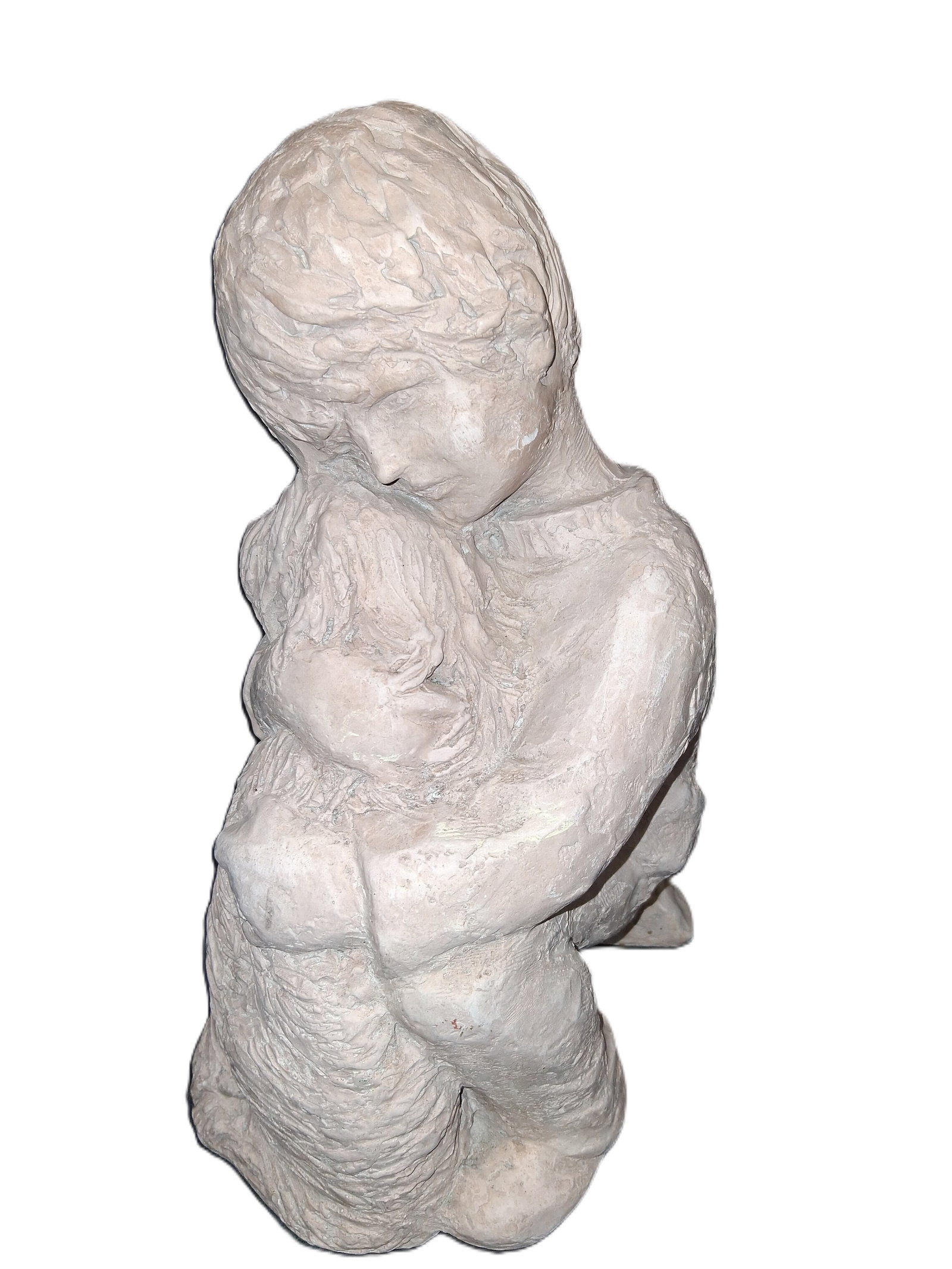 vintage 1972 Austin Productions sculpture of a boy hugging a dog: vintage 1972 Austin Productions sculpture of a boy hugging a dog, crafted from cast stone or chalkware.Maker: Austin Productions, Inc., based in Brooklyn, New York.Artist/Title: Known as the "Boy