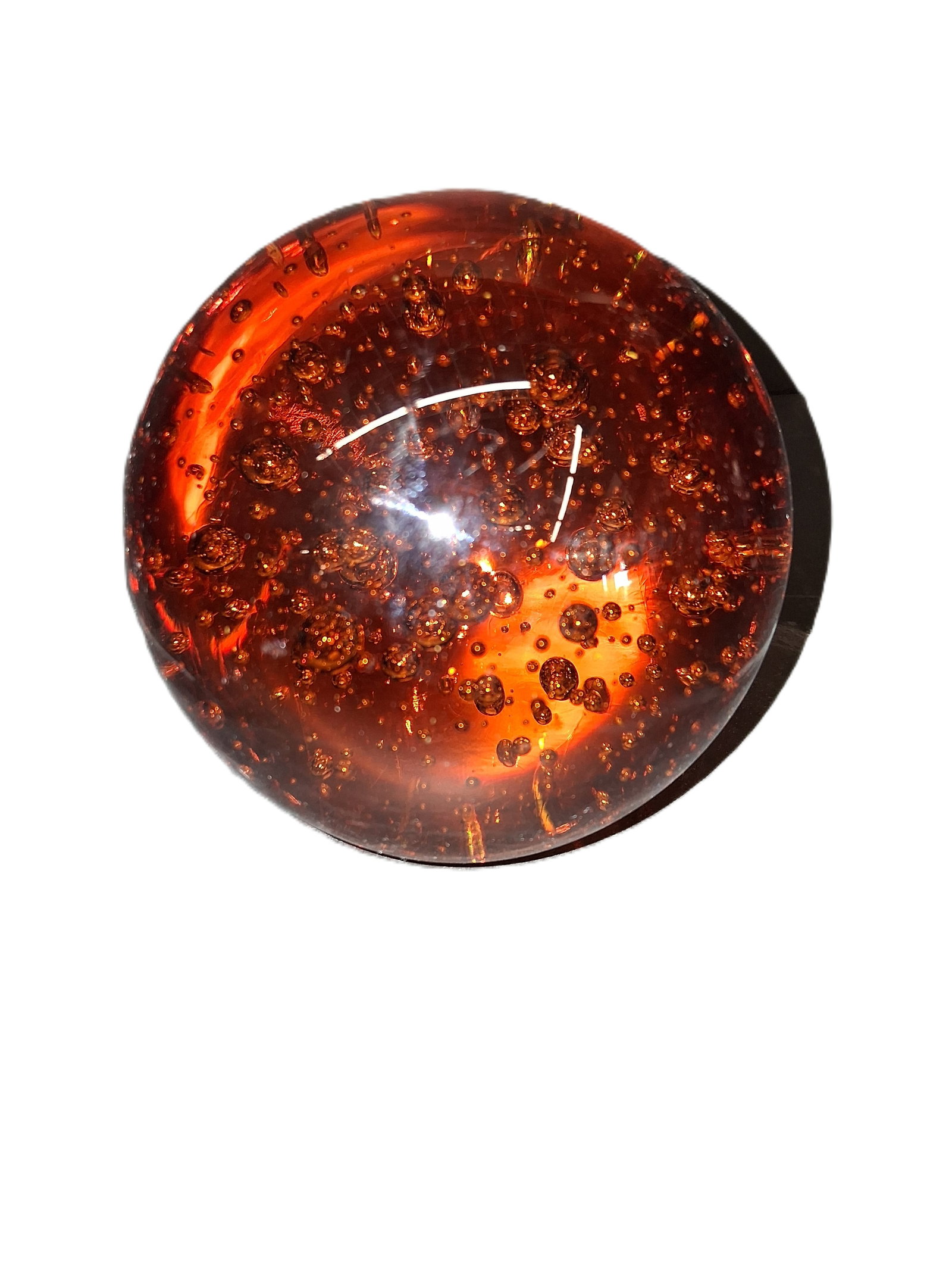 Murano Art Glass Sphere, paperweight: gorgeous colors, ;polished base, murano sticker