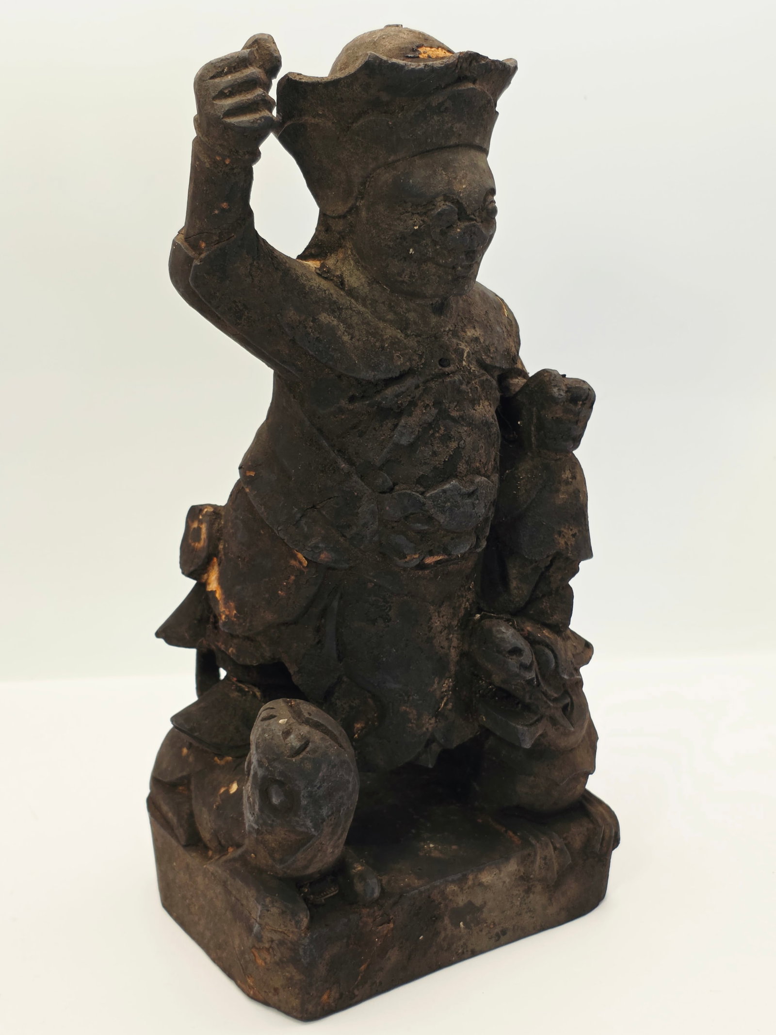 antique Chinese hand-carved wooden statue Medicine God (1 of 7)