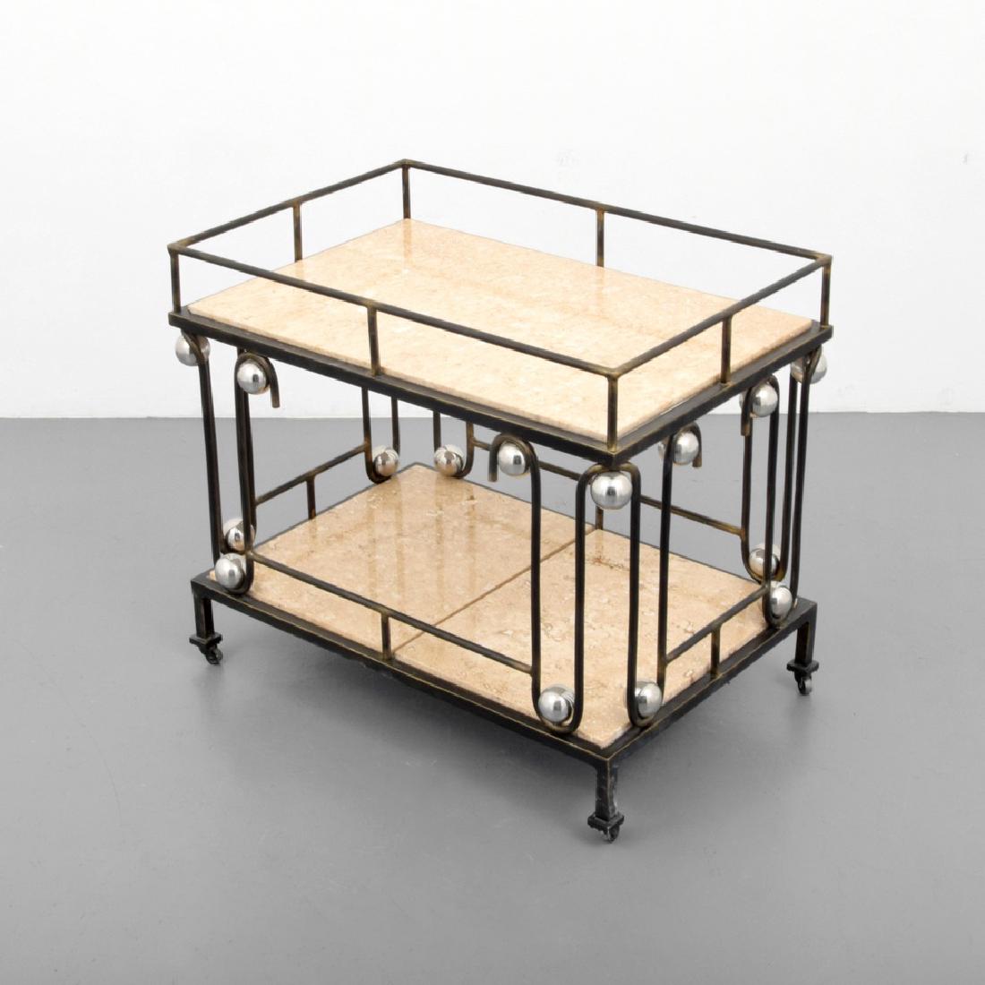 Bar Cart, Jean Royere Design: Designer (Artist), Manufacture: Jean Royere design Markings: no marking(s) apparent Country of Origin, Materials: probably France; metal, marble Additional Information: Reference (similar design): Chr