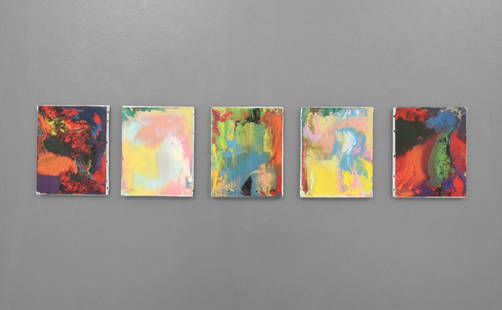 Bernard Frize ETUDE Pentaptych: Designer (Artist), Manufacture: Bernard Frize (b. 1954) Markings: signed; 1996 Country of Origin, Materials: French; acrylic on canvas Additional Information: Work in five parts is titled ETUDE.