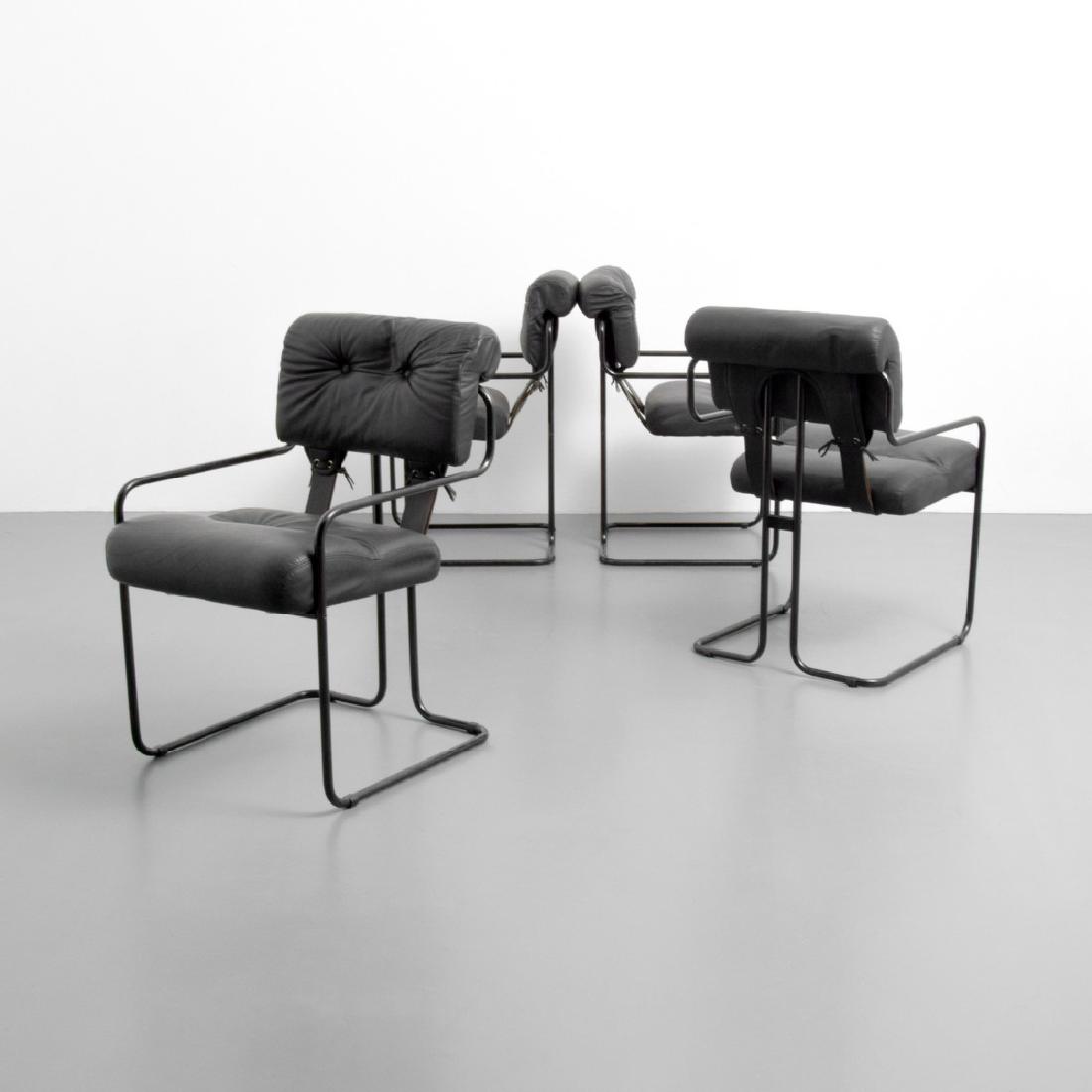 Guido Faleschini TUCROMA Chairs, Set of 4: Designer (Artist), Manufacture: Guido Faleschini; Mariani for Pace Collection Inc. Markings: Mariani label, Mariani stamp Country of Origin, Materials: Italy; leather, chromed metal Additional Informa