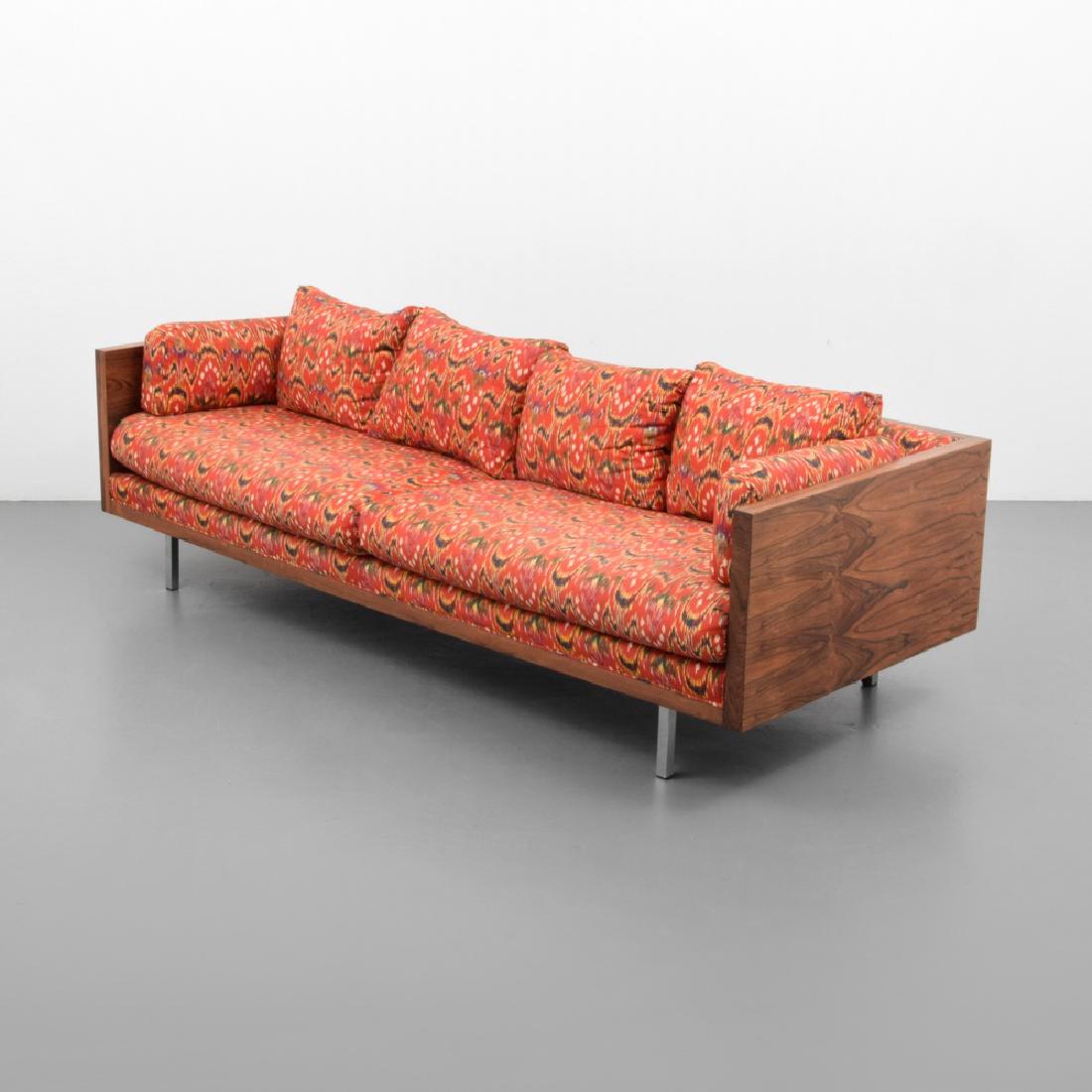 Milo Baughman Rosewood Sofa: Designer (Artist), Manufacture: Milo Baughman; Thayer Coggin Markings: no marking(s) apparent Country of Origin, Materials: USA; rosewood, metal, upholstery Additional Information: No additional infor