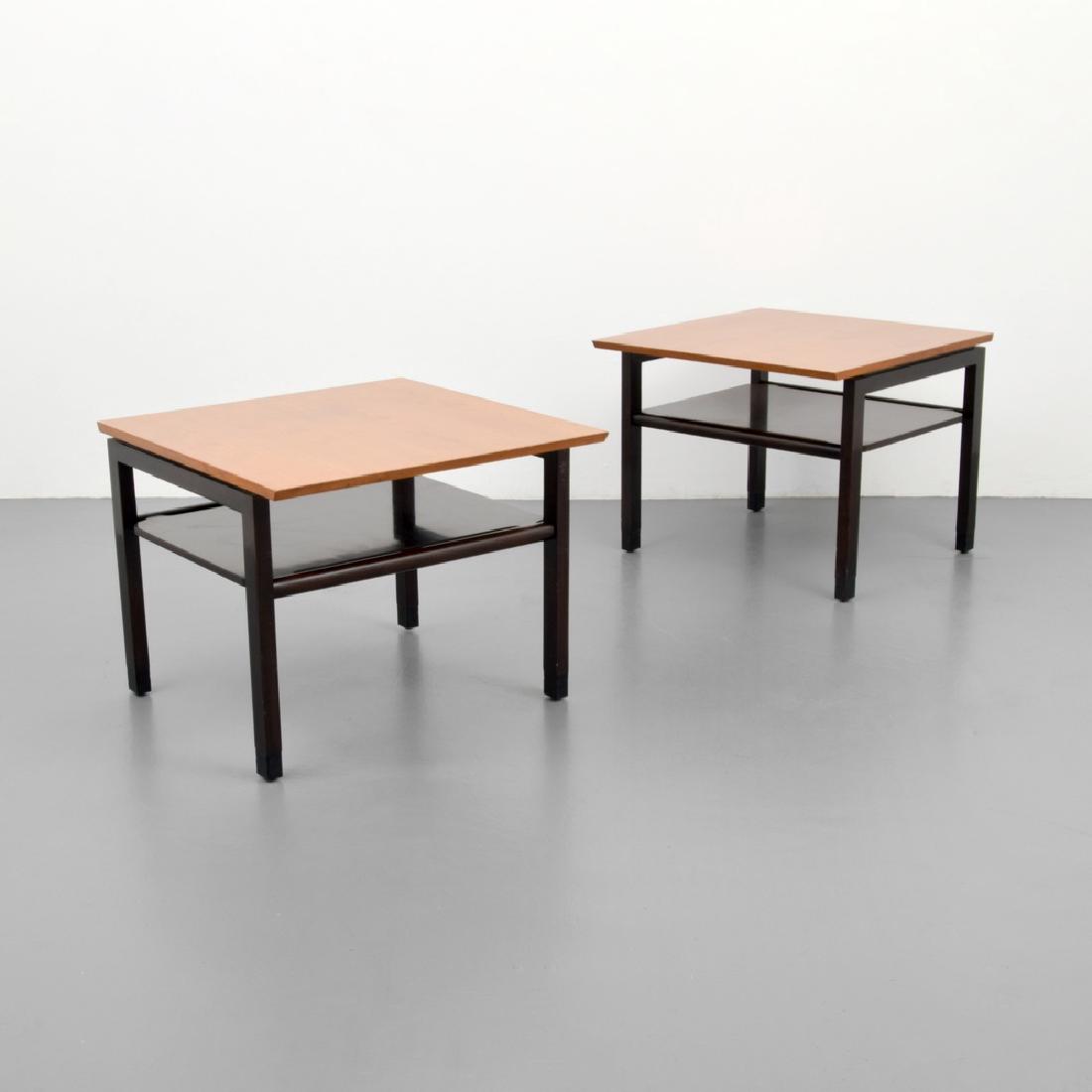 Pair of Edward Wormley Side / End Tables: Designer (Artist), Manufacture: Edward Wormley; Dunbar Markings: Dunbar plaque Country of Origin, Materials: USA; wood Additional Information: No additional information. Dimensions: 22"h, 28"w, 28"d