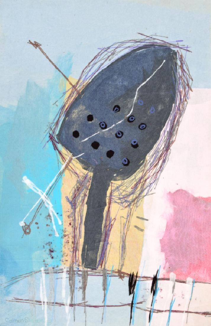 Large Calman Shemi SOFT PAINTING: Designer (Artist), Manufacture: Calman Shemi (b. 1939) Markings: signed, SC2111, SC649 Country of Origin, Materials: Israeli; wool Additional Information: Work is titled GARDEN INSECT #7. Dimensions: