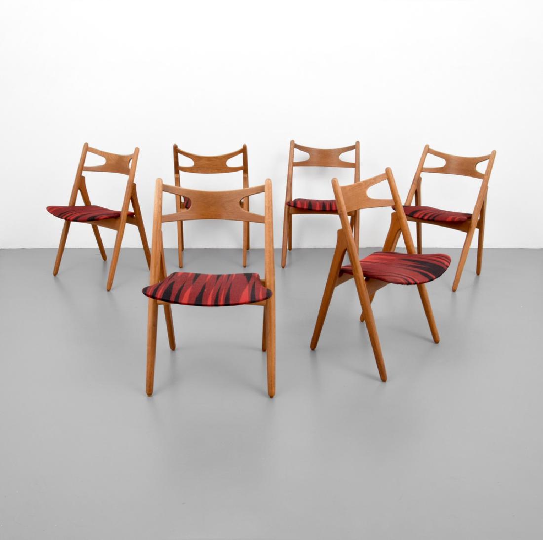 Hans Wegner CH29 X-BACK Chairs, Set of 6: Designer (Artist), Manufacture: Hans Wegner; Carl Hansen & Son Markings: marking(s) Country of Origin, Materials: USA; oak, upholstery Additional Information: Chairs are model CH29 X-BACK . Reference: