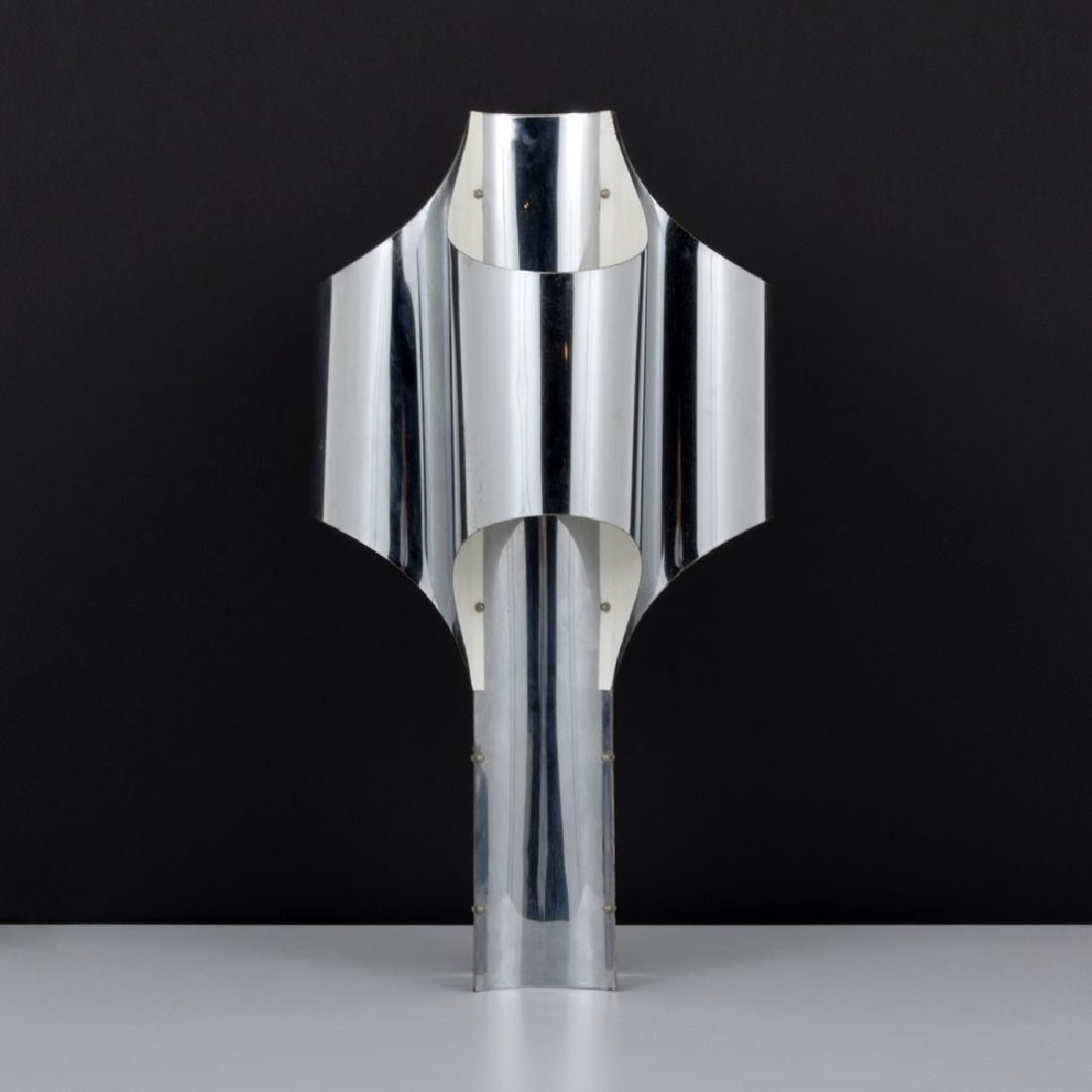 Large Robert Sonneman Lamp: Designer (Artist), Manufacture: Robert Sonneman, Inc. Markings: Sonneman plaque Country of Origin, Materials: USA; chromed and enameled metal Additional Information: No additional information. Dimensi