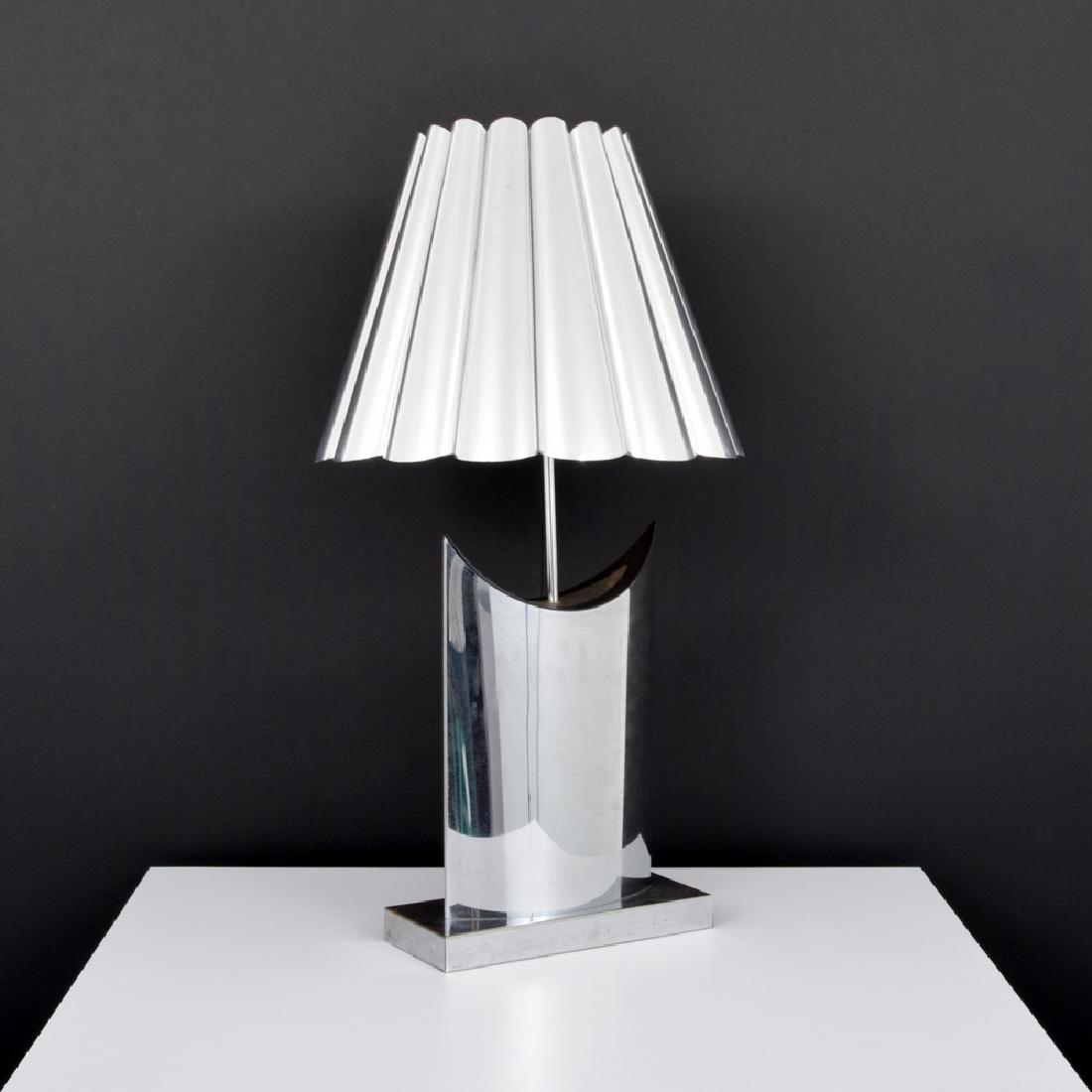 Curtis Jere Table Lamp: Designer (Artist), Manufacture: Curtis Jere; Artisan House Markings: signed; 1976 Country of Origin, Materials: USA; chromed metal, enameled metal, plastic Additional Information: No additional inform